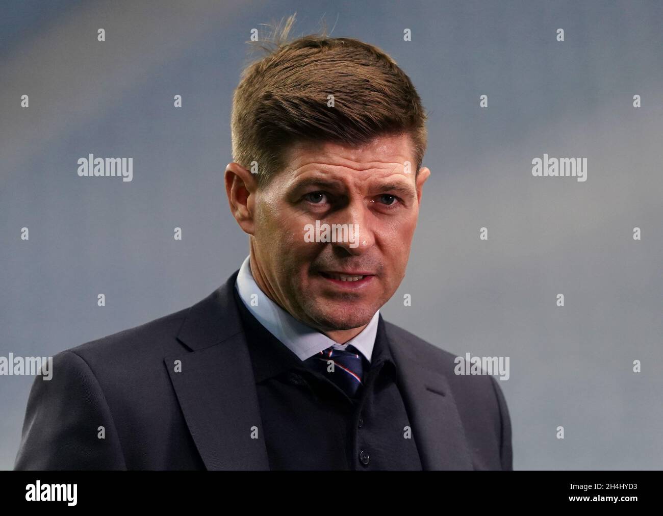 Photo du dossier datée du 21-10-2021 du patron des Rangers Steven Gerrard qui a été promis “l’une des meilleures atmosphères au monde” au stade Brondby, jeudi soir.Date de publication : le mercredi 3 novembre 2021. Banque D'Images