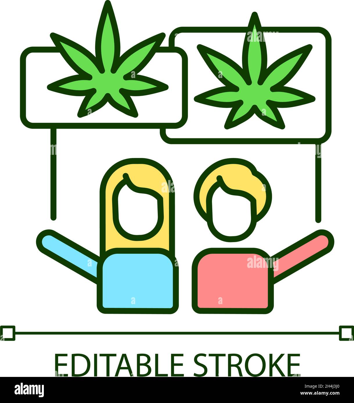 La légalisation de la marijuana proteste RGB couleur icône Illustration de Vecteur