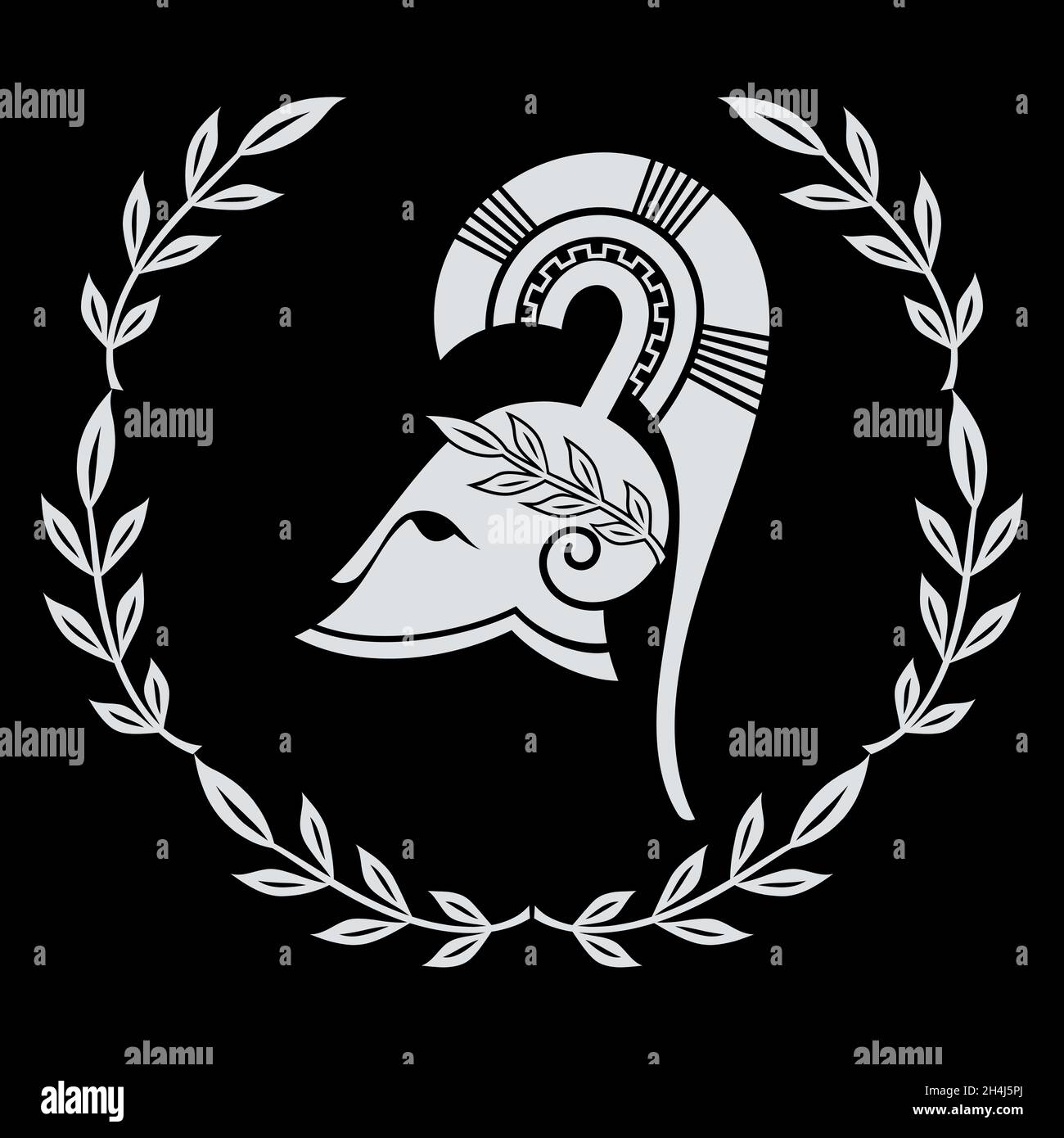 Style grec ancien.Casque grec antique Spartan et couronne de Laurier Illustration de Vecteur