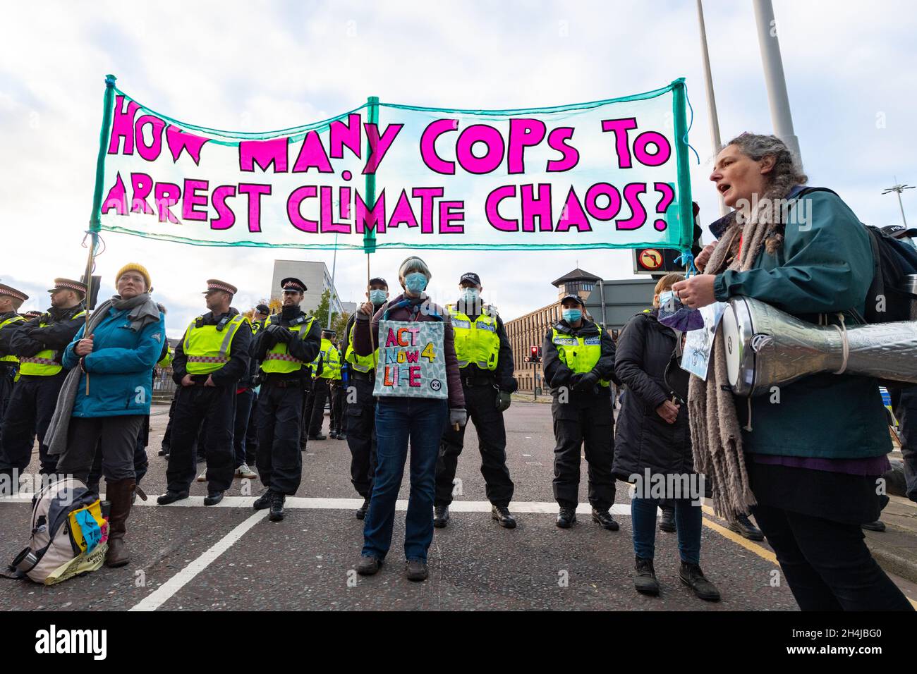 COP26 protestation par extinction rébellion, Glasgow, Écosse Banque D'Images