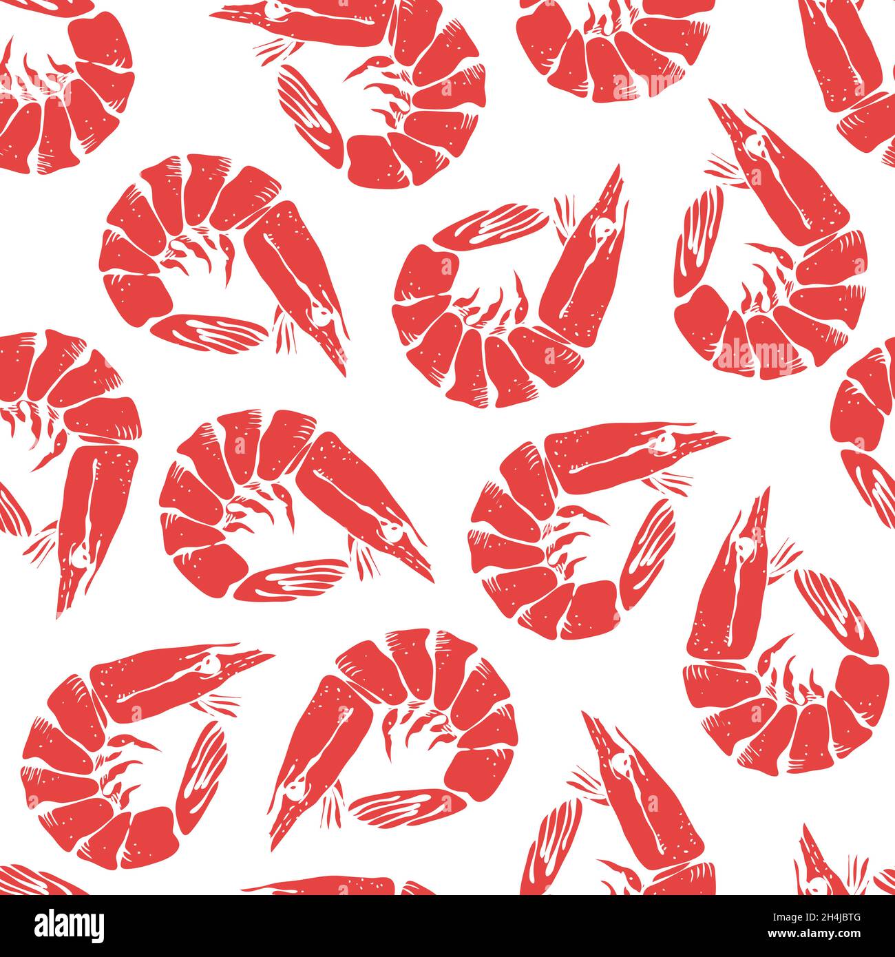 Motif vectoriel sans couture aux crevettes, fond de crevettes dessiné à la main Illustration de Vecteur
