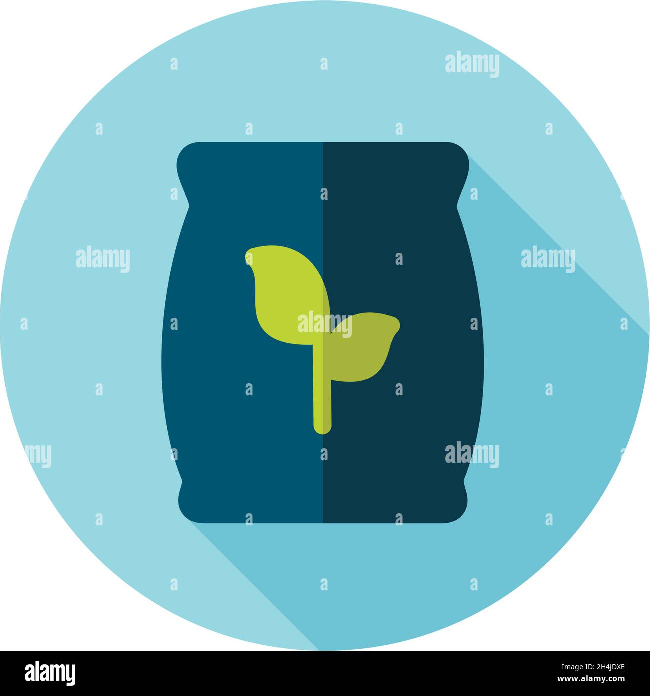 Icône plate d'engrais avec une ombre longue présente par l'azote vert, le potassium, le phosphore et le sac de feuilles, eps 10 Illustration de Vecteur