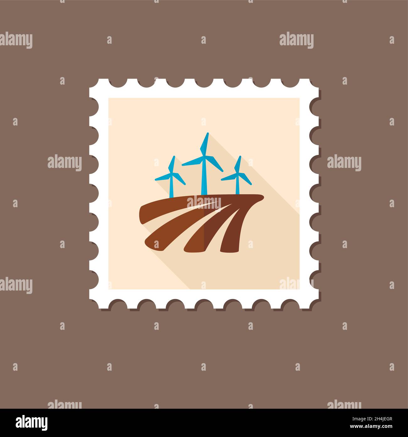 Moulin sur le champ timbre plat avec ombre longue, eps 10 Illustration de Vecteur
