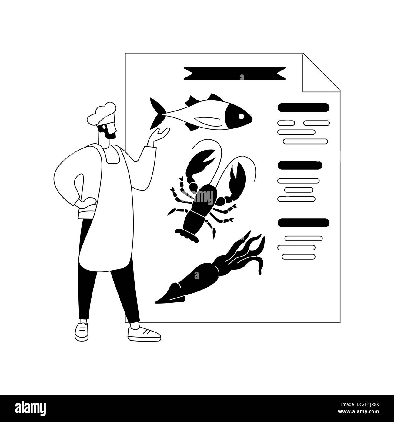 Illustration vectorielle abstraite du menu fruits de mer. Illustration de Vecteur