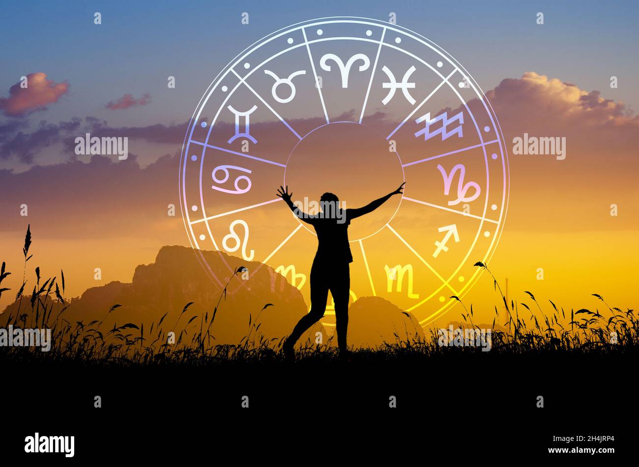 Signes de zodiaque à l'intérieur de l'horoscope cercle astrologie et horoscopes concept Banque D'Images