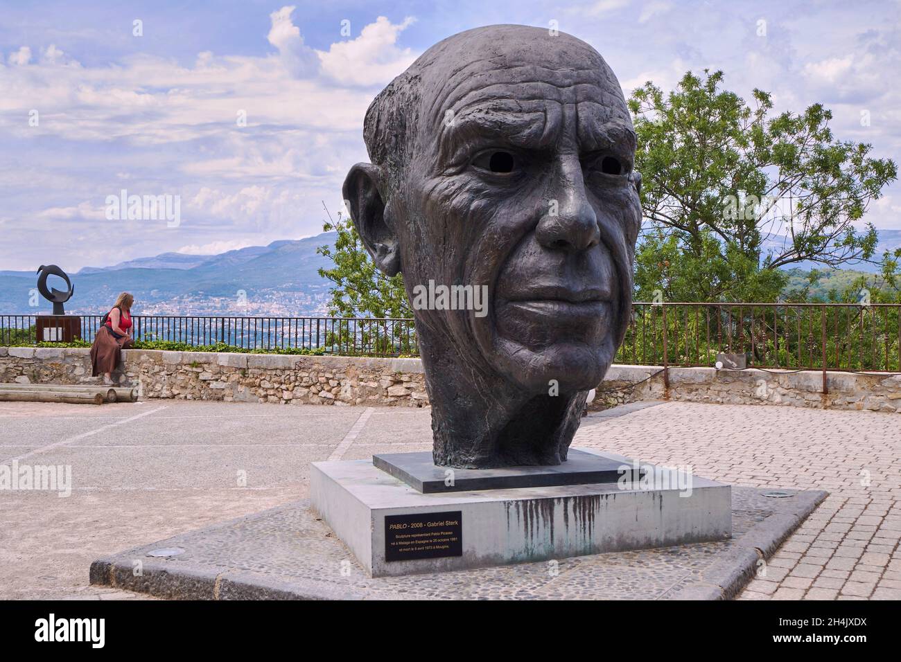 France, Alpes Maritimes, Mougins, statue de Pablo Picasso du sculpteur néerlandais Gabriel Sterk Banque D'Images