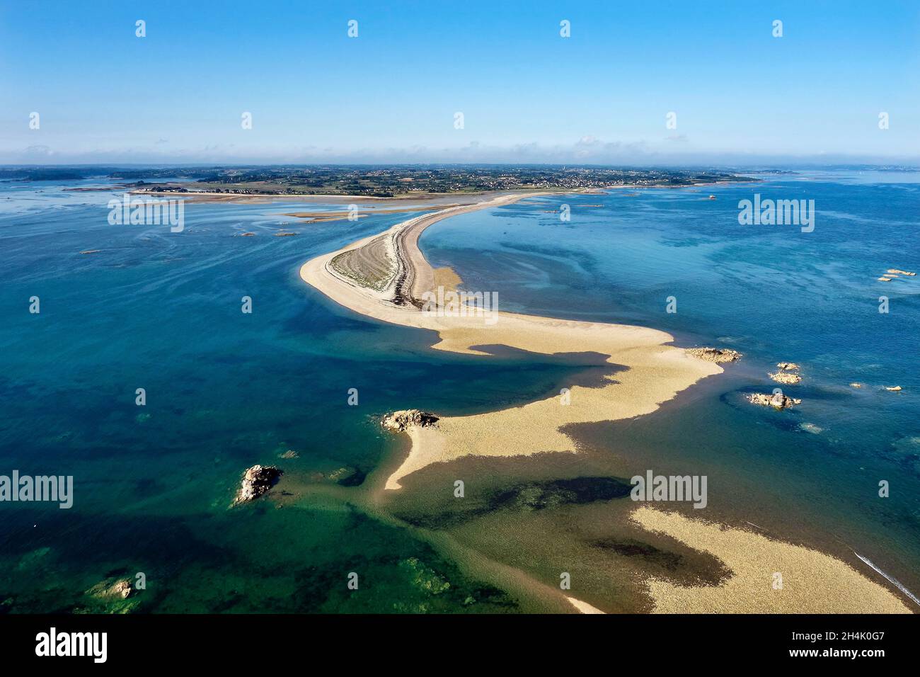 France, Côtes d'Armor, Pleubian, Sillon de Talbert (vue aérienne) Banque D'Images
