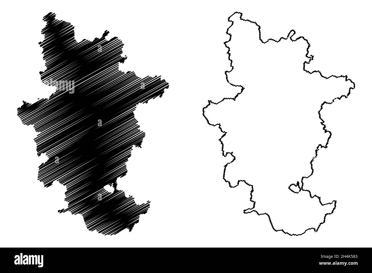 District de Sangrur (État du Punjab, République de l'Inde) carte illustration vectorielle, scribble sketch carte de Sangrur Illustration de Vecteur