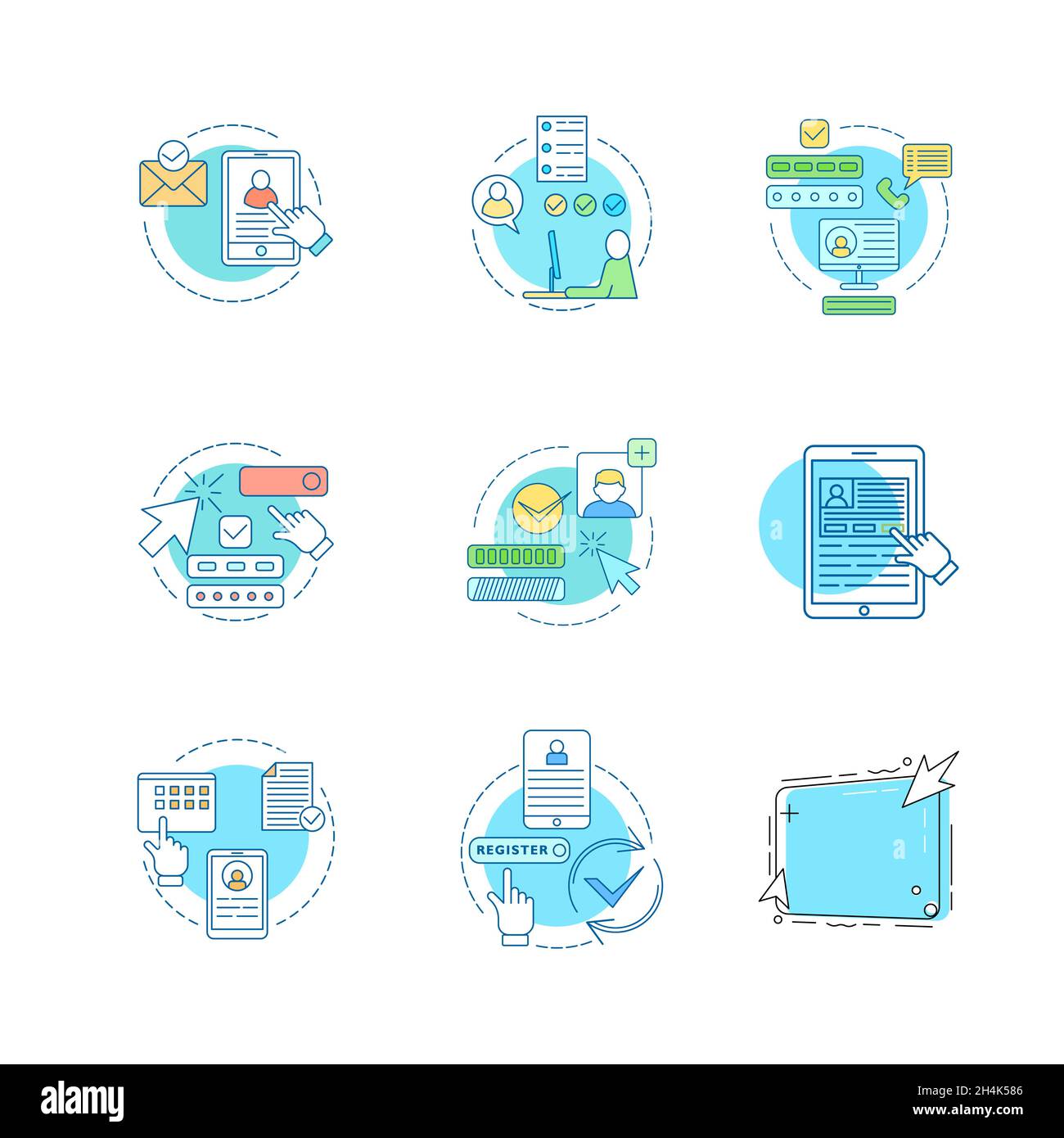 Icône de la ligne de connexion au compte.Nouvel enregistrement d'utilisateur.Illustration du concept d'enregistrement Banque D'Images