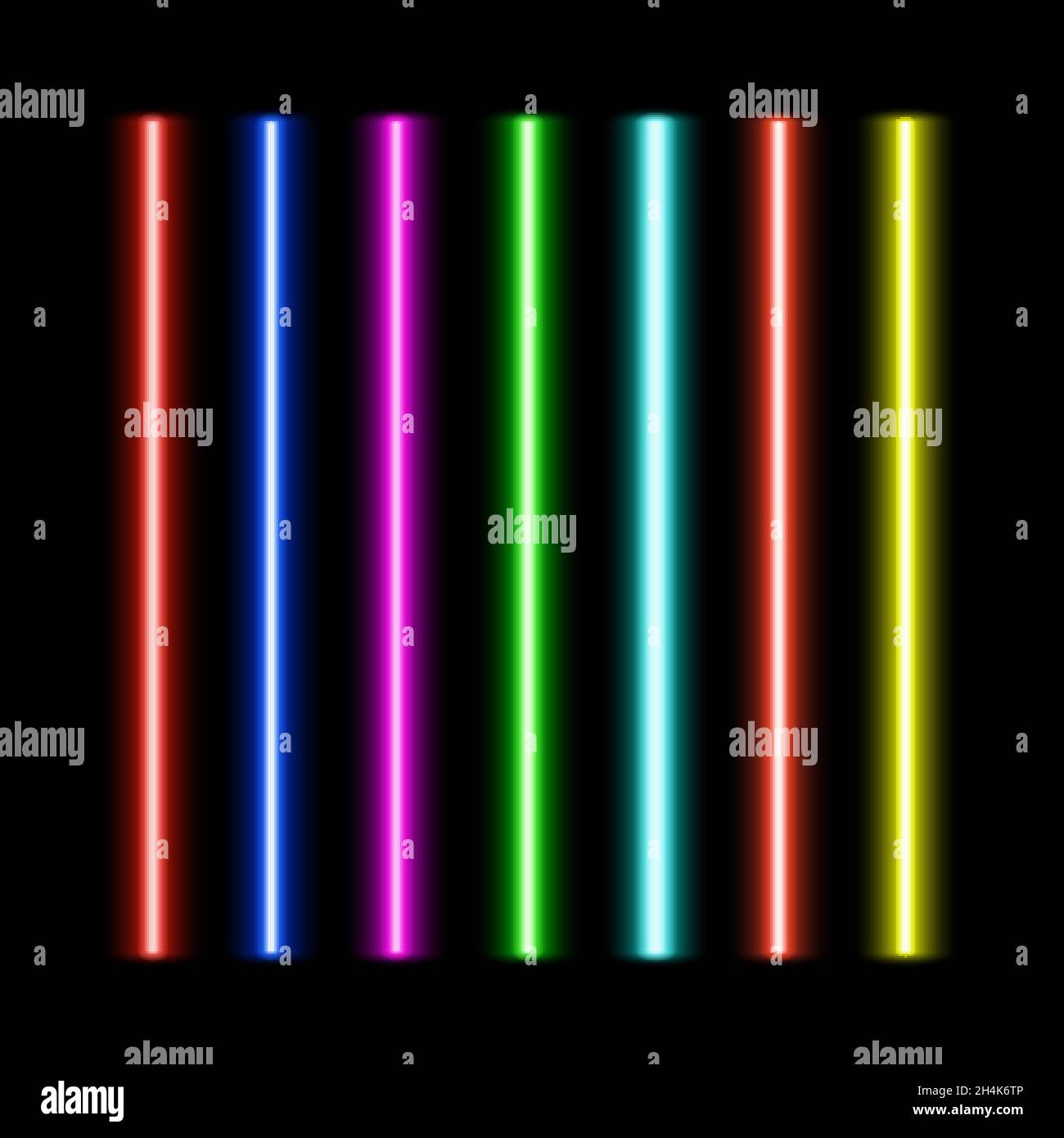 Ensemble de vecteurs de faisceaux laser.Isolé sur fond noir. Illustration de Vecteur