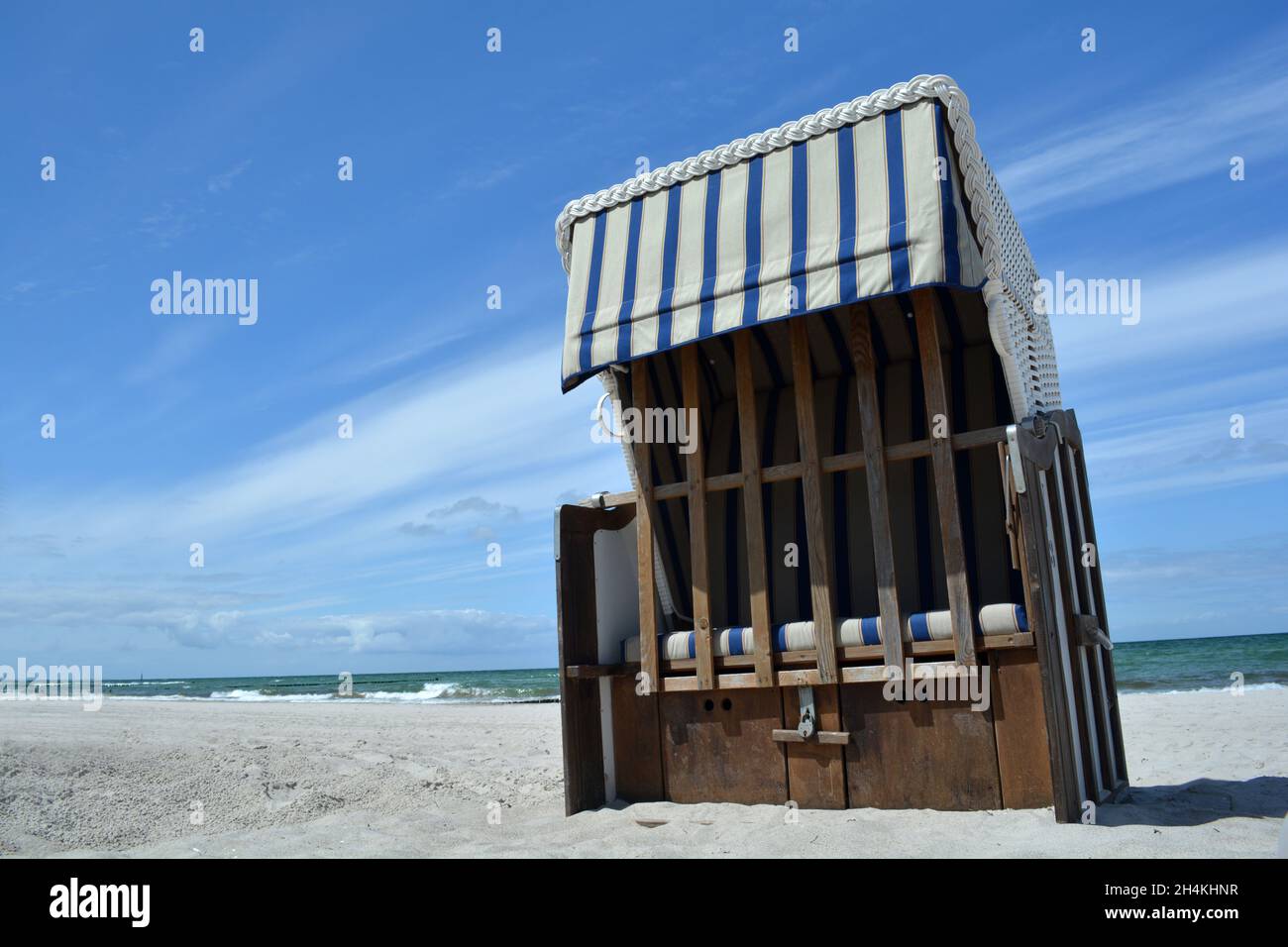 Chaise de plage Dierhagen plage, Fischland-Darß-Zingst, Mecklenburg-Vorpommern, Allemagne Banque D'Images
