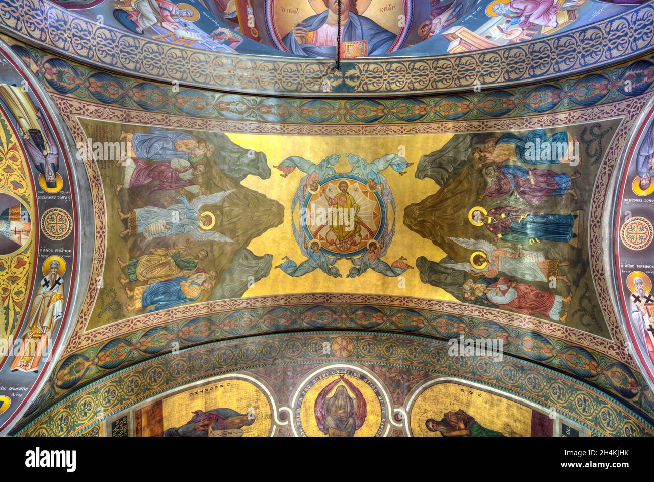 Fresques, Église Sainte de Saint-Nicoloas, Koukaki, Athènes, Grèce Banque D'Images