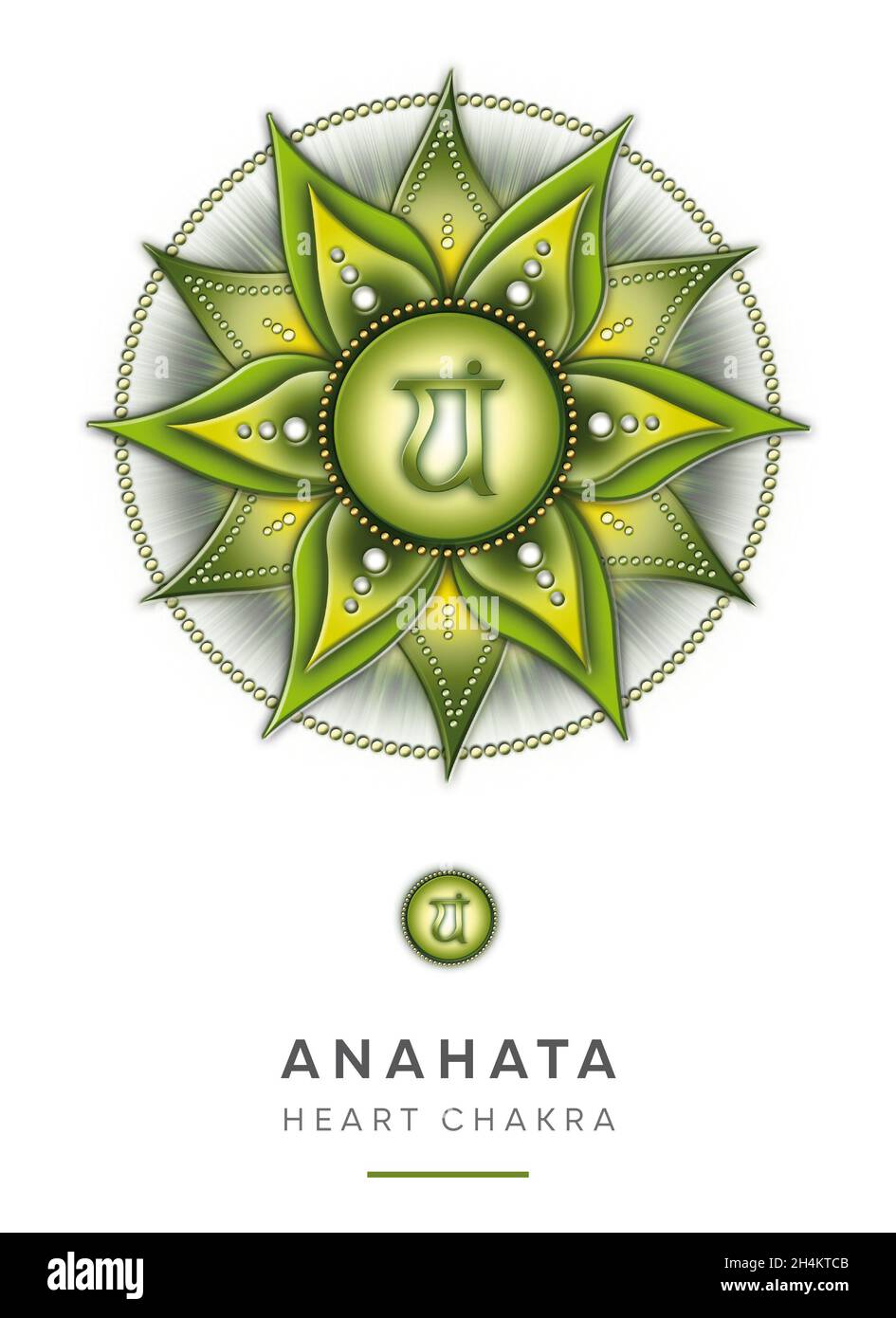 Chakra symboles, coeur chakra - ANAHATA - acceptation, Amour, compassion, sincérité - 'J'AIME' Banque D'Images