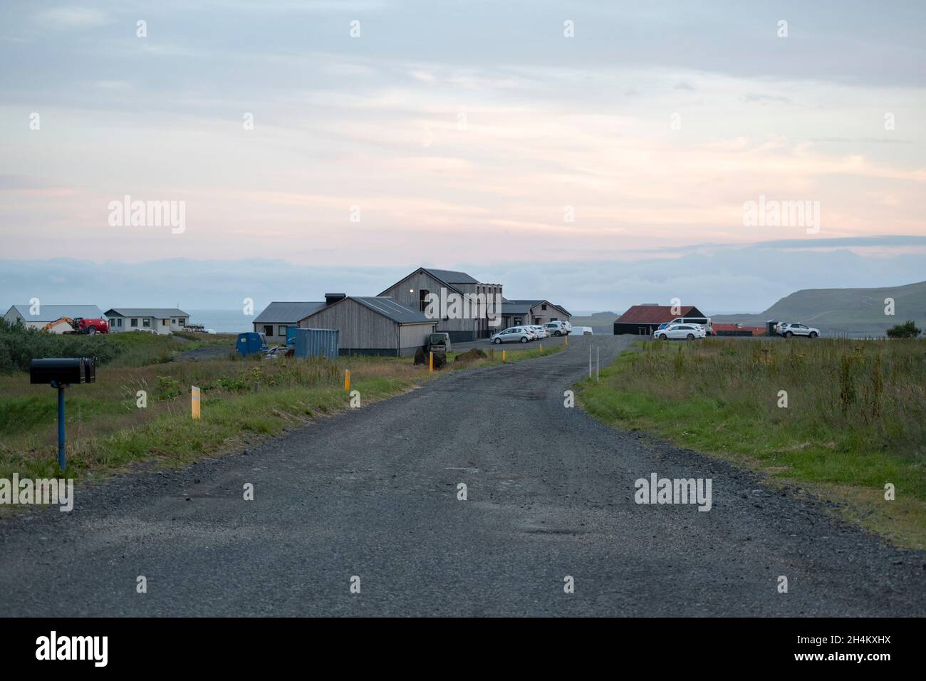 Paysage d'entrée à la ferme séjour près de Vik Islande Banque D'Images