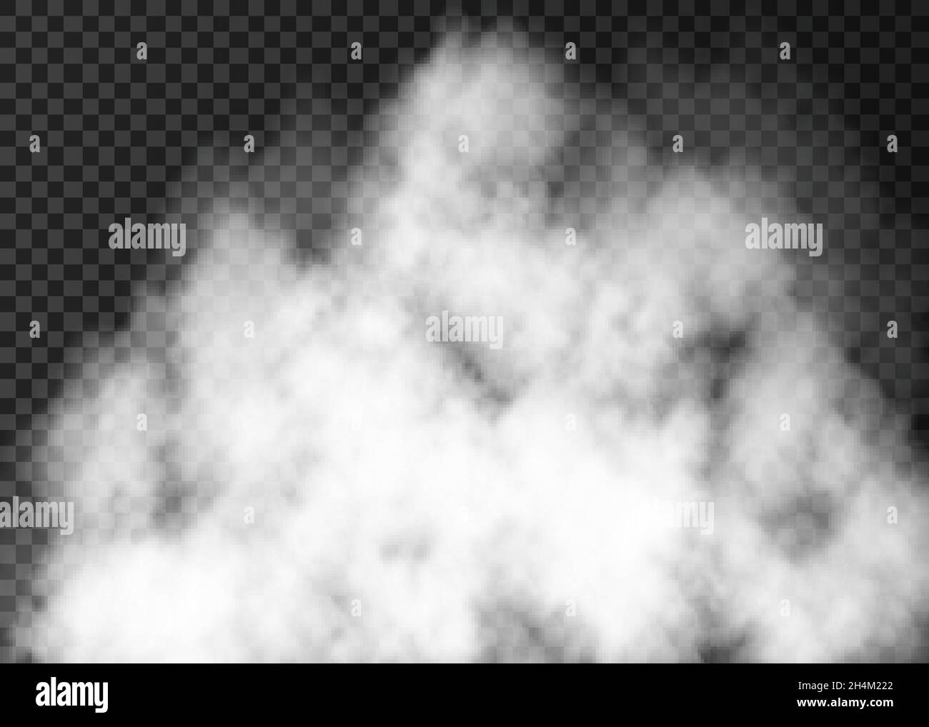 Fumée blanche réaliste isolée sur fond transparent.Effet spécial vapeur.Explosion vectorielle ou texture de brouillard . Illustration de Vecteur