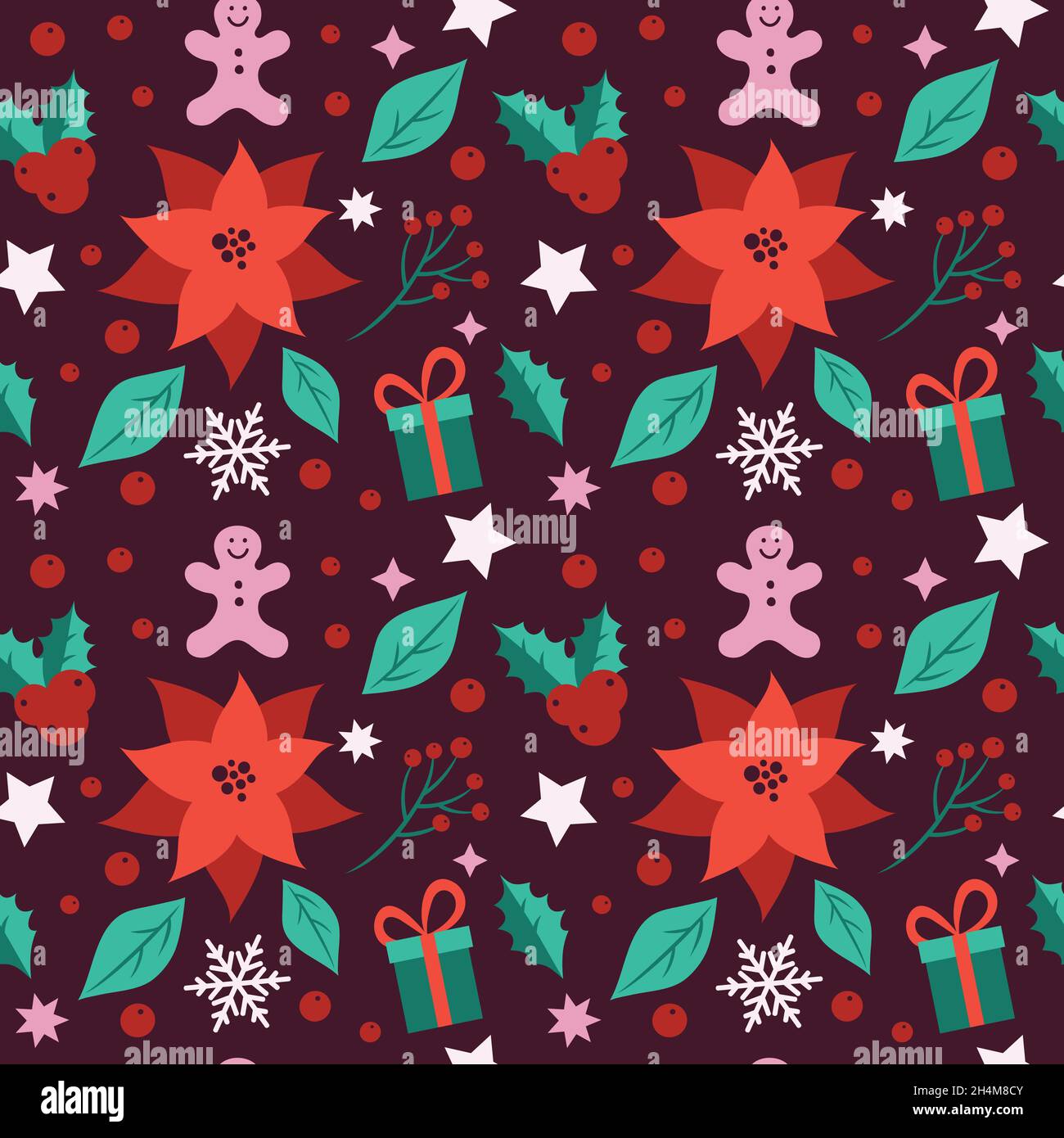 Détails de Noël dans un style moderne et plat. Illustration de Vecteur