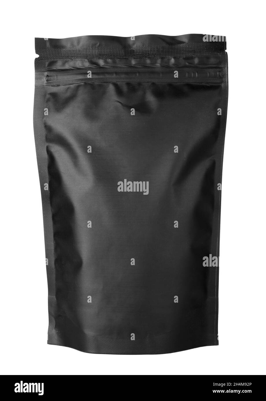 Emballage en papier noir avec café ou thé isolé sur fond blanc Banque D'Images