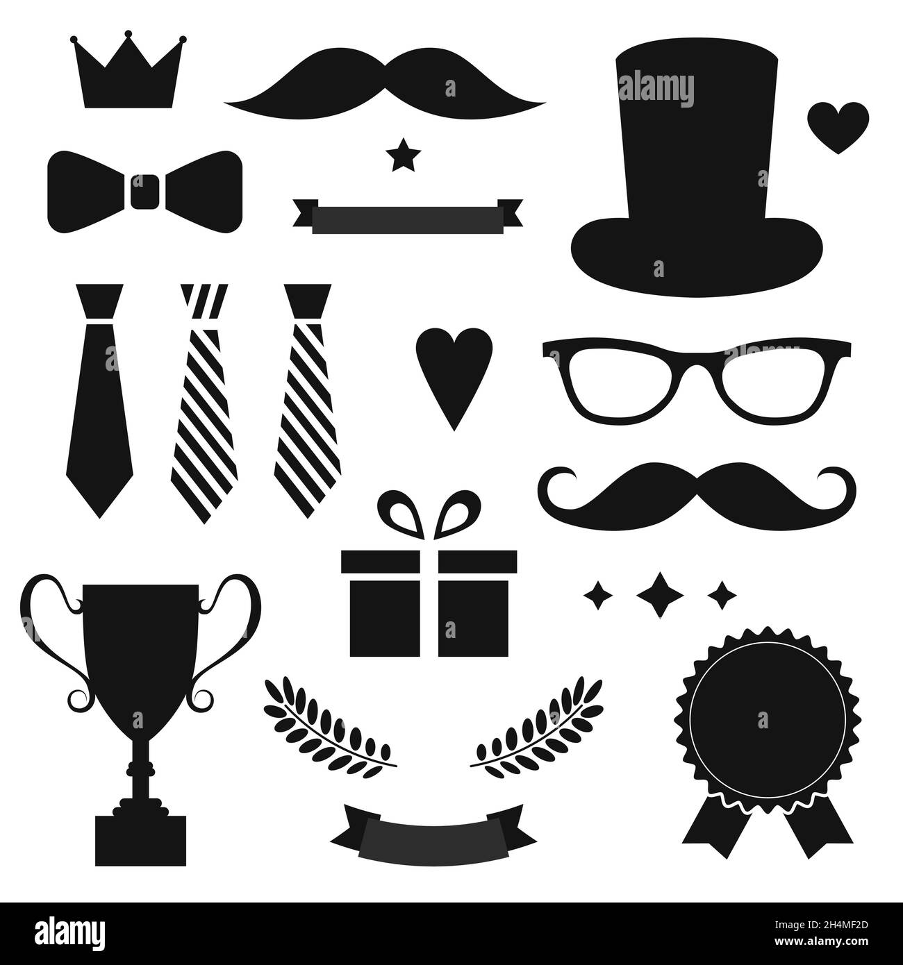 Ensemble d'étiquettes de fête des pères heureux.Logo et emblèmes vectoriels de style plat pour cartes de vœux, barbershop, t-shirt. Illustration de Vecteur