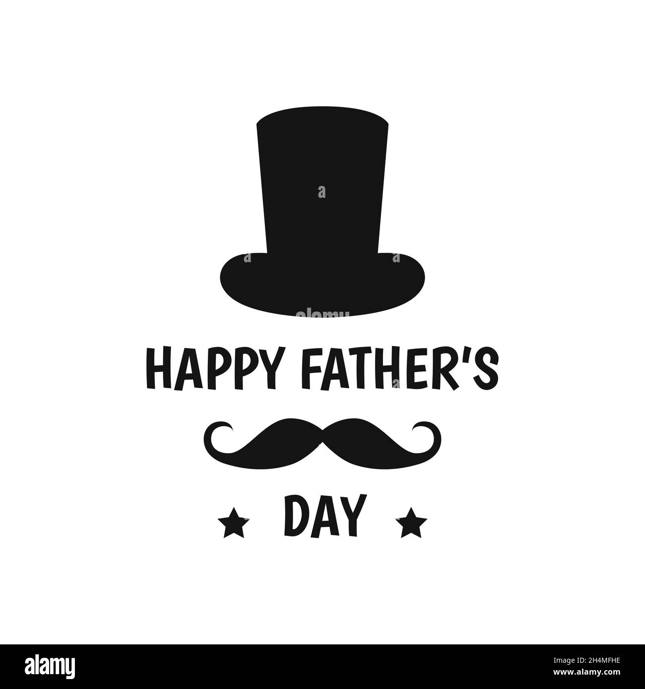 Étiquette « Happy Pather Day » avec chapeau et moustache.Logo et emblèmes vectoriels de style plat pour cartes de vœux et motif t-shirt. Illustration de Vecteur