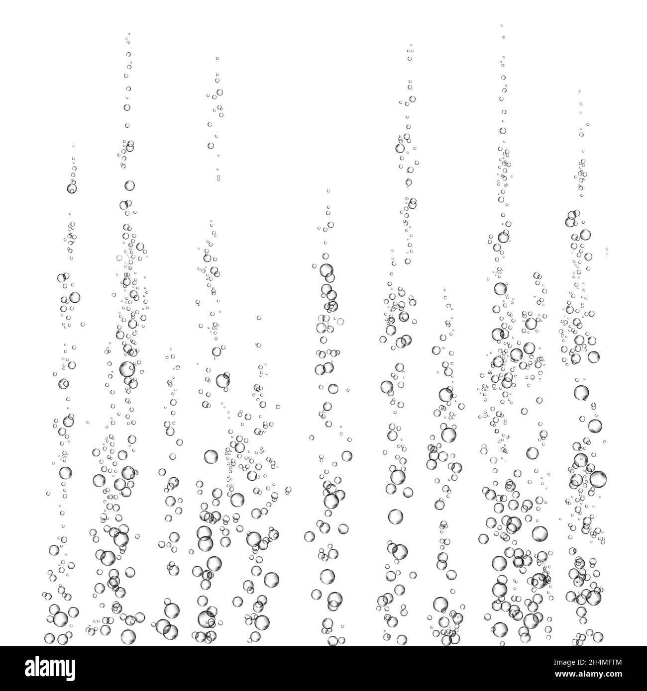 Boisson effervescente.Bulles d'air noires sous l'eau sur fond blanc.Des jachères dans l'eau, la mer, l'aquarium, l'océan.Fizz.Vecteur sous-marin t Illustration de Vecteur