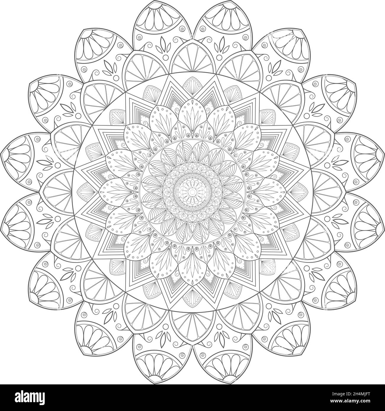 Page de coloriage circulaire avec motifs floraux. Illustration de Vecteur