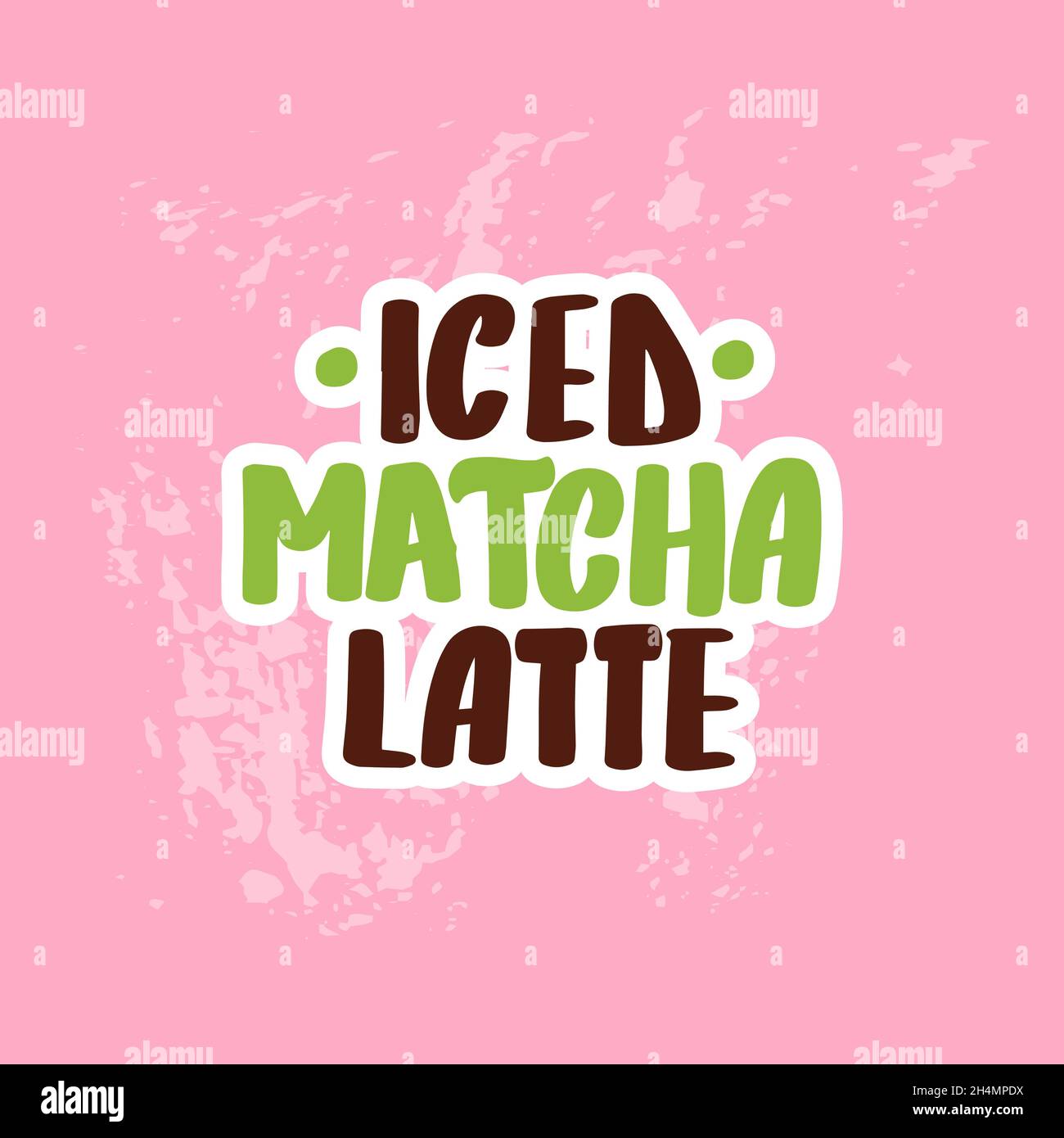 Latte matcha glacé.Vecteur de calligraphie dessiné à la main Illustration de Vecteur