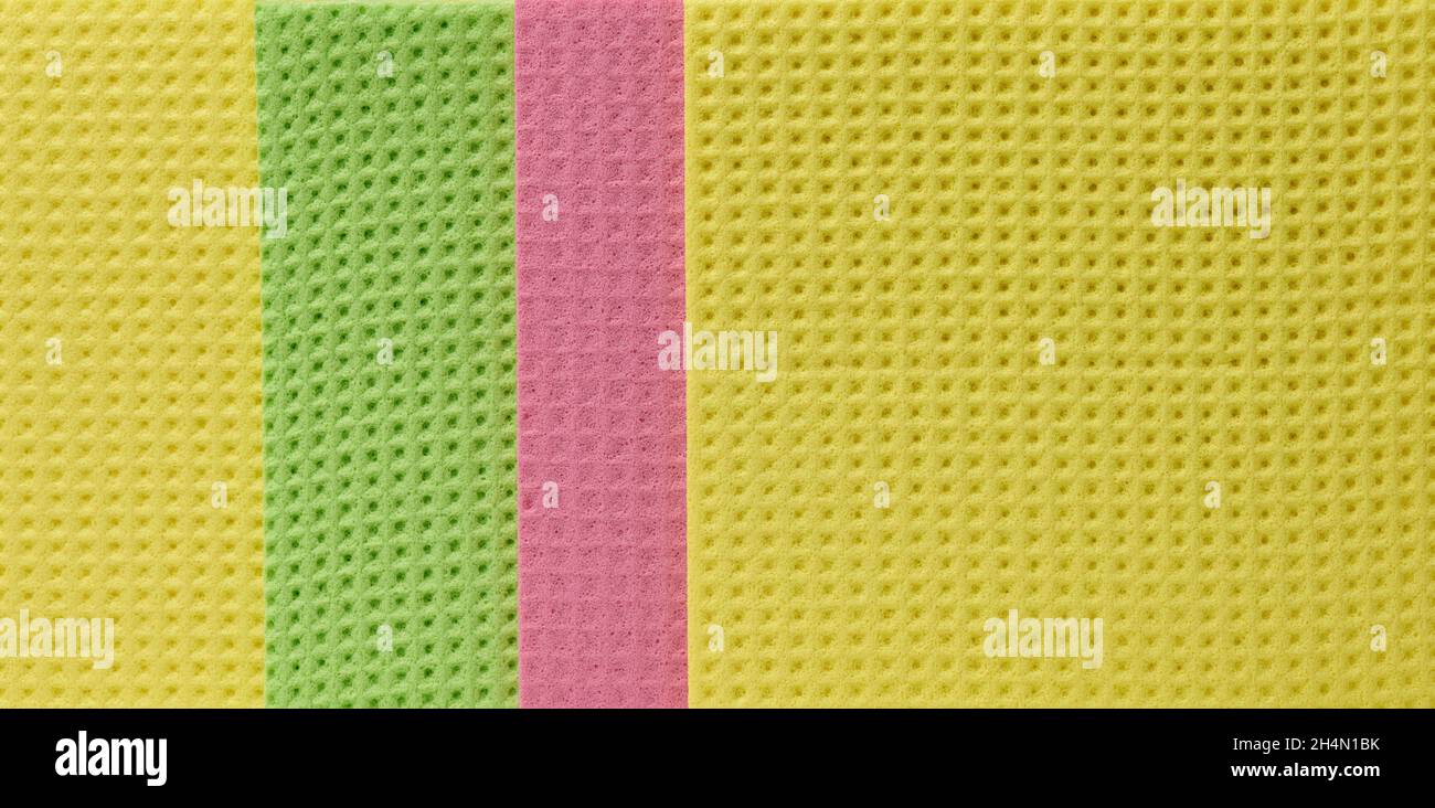 texture éponge de cuisine vert jaune, cadre intégral Banque D'Images