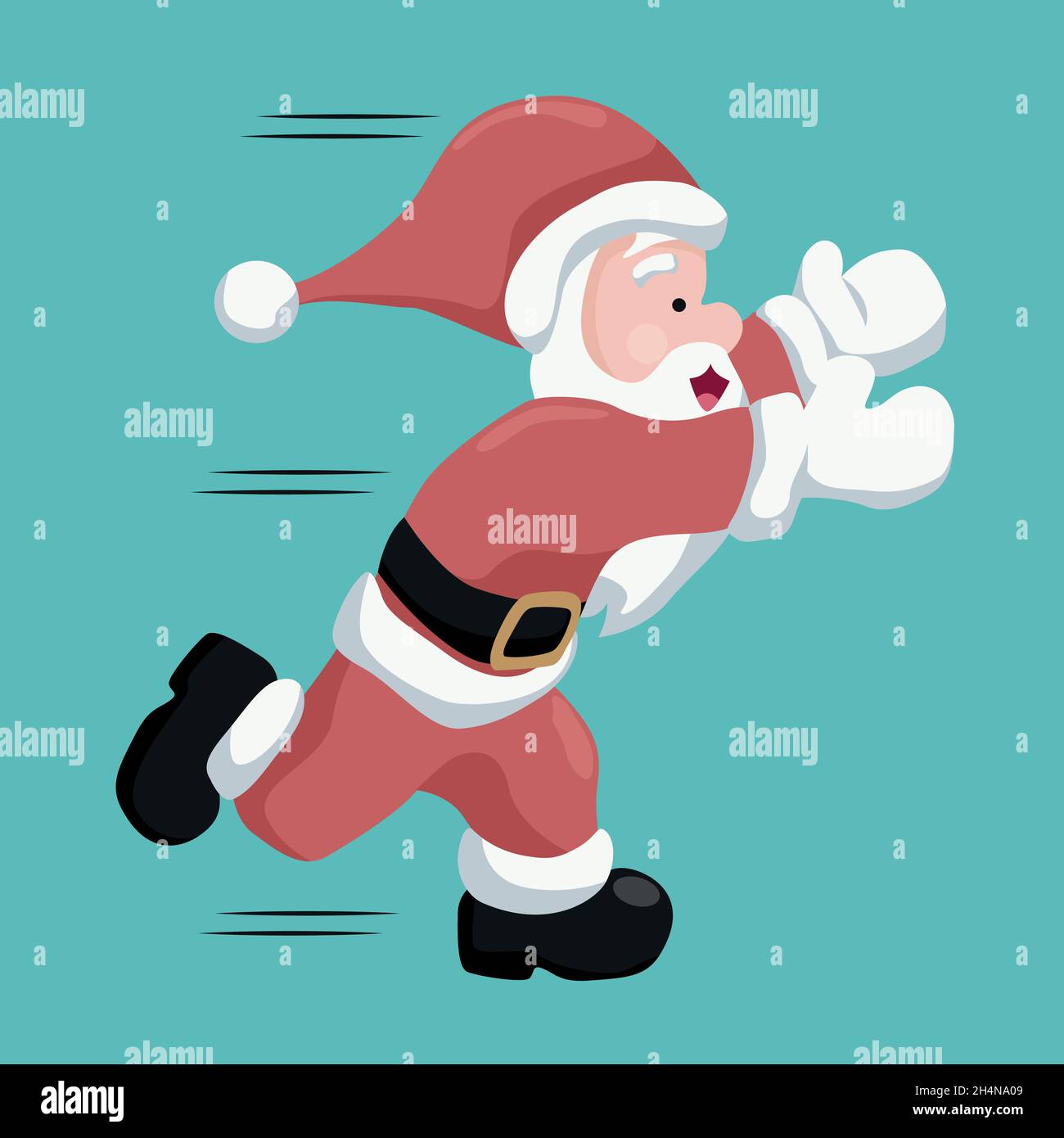 Santa Claus carte de Noël courir heureux Illustration de Vecteur