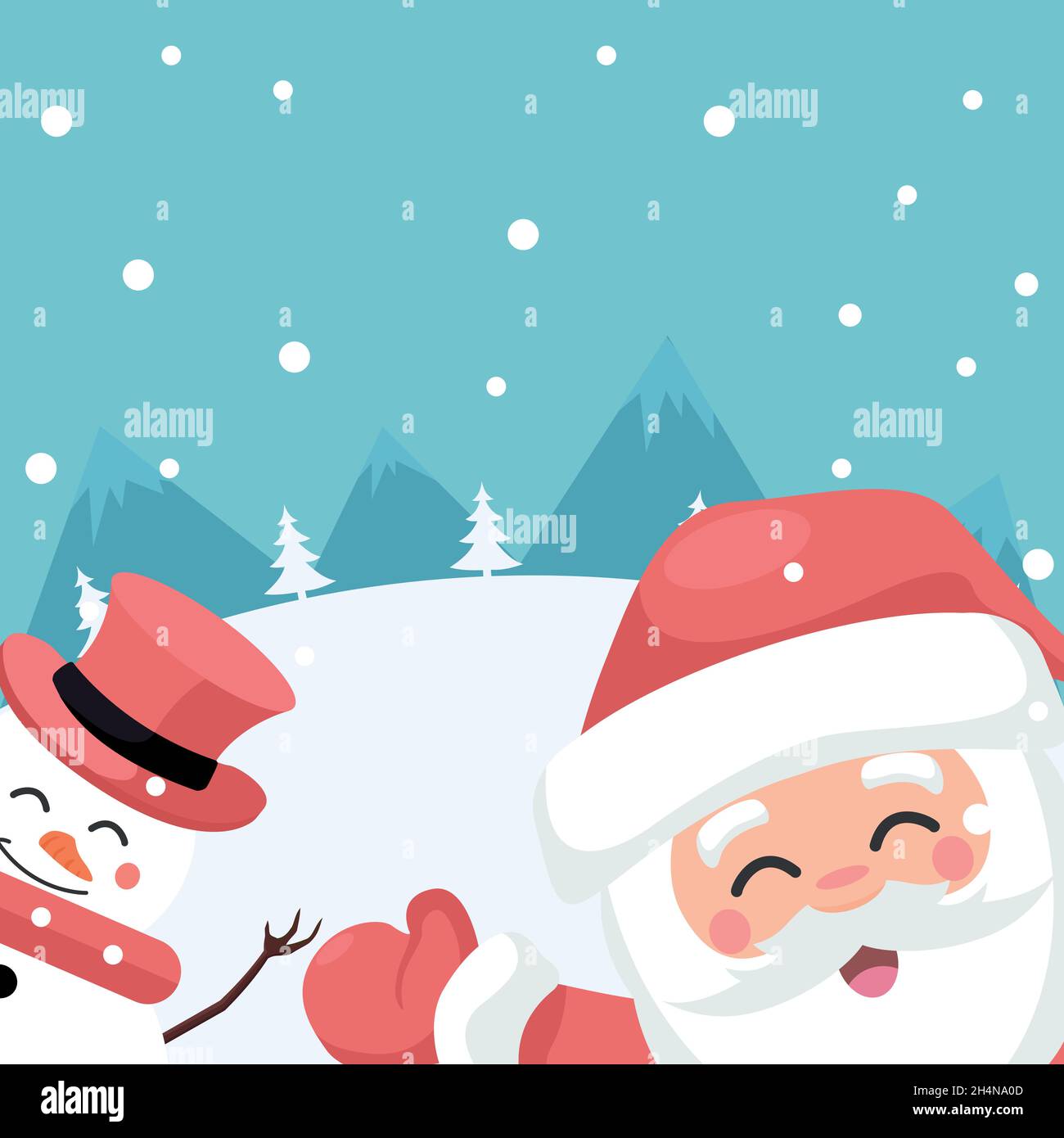 Joyeux Noël au Père Noël et bonhomme de neige Illustration de Vecteur