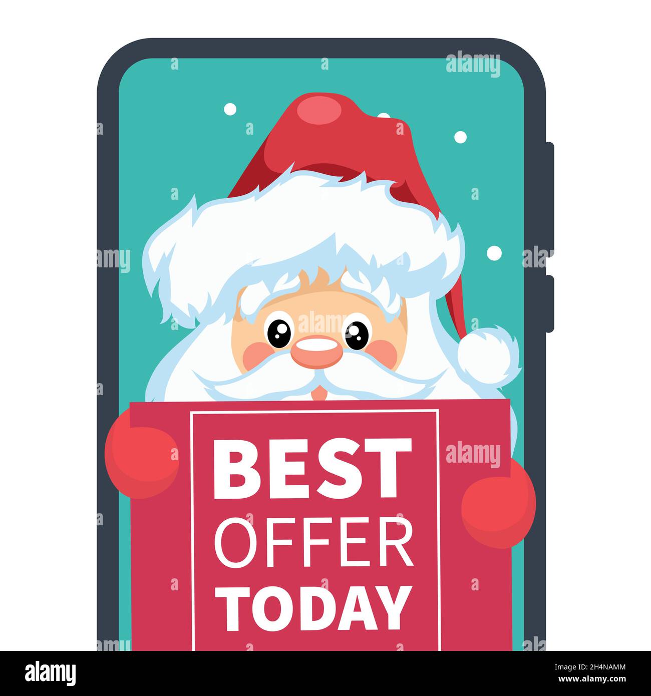 Design du Père noël sur téléphone portable avec vecteur d'affiche de vente Illustration de Vecteur