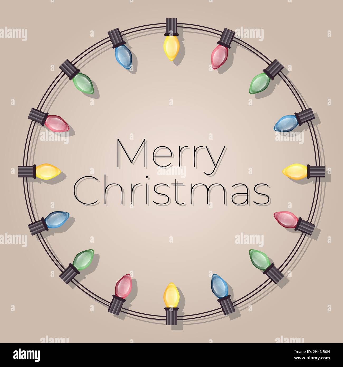 Cadre circulaire avec petites lumières de Noël colorées Illustration de Vecteur