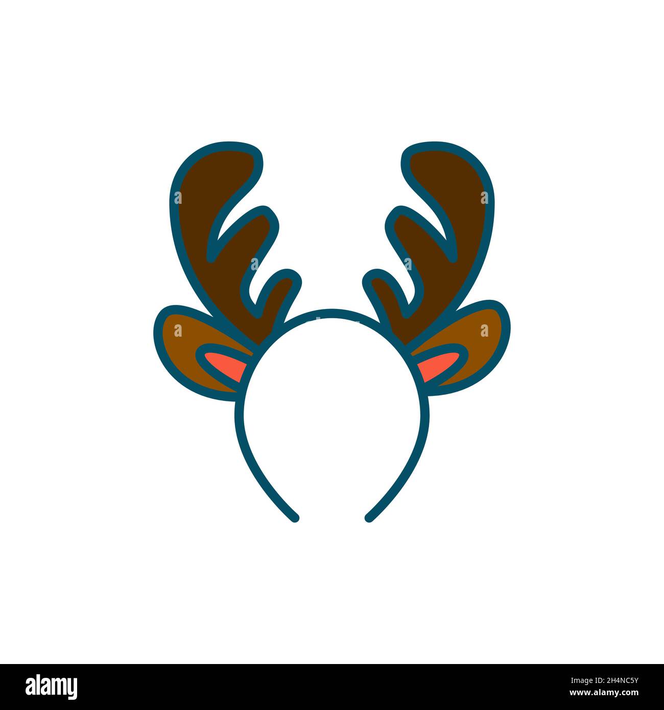 Bois de renne drôle de fête de Noël bandeau.Pixel Perfect, icône colorée de contour modifiable Illustration de Vecteur