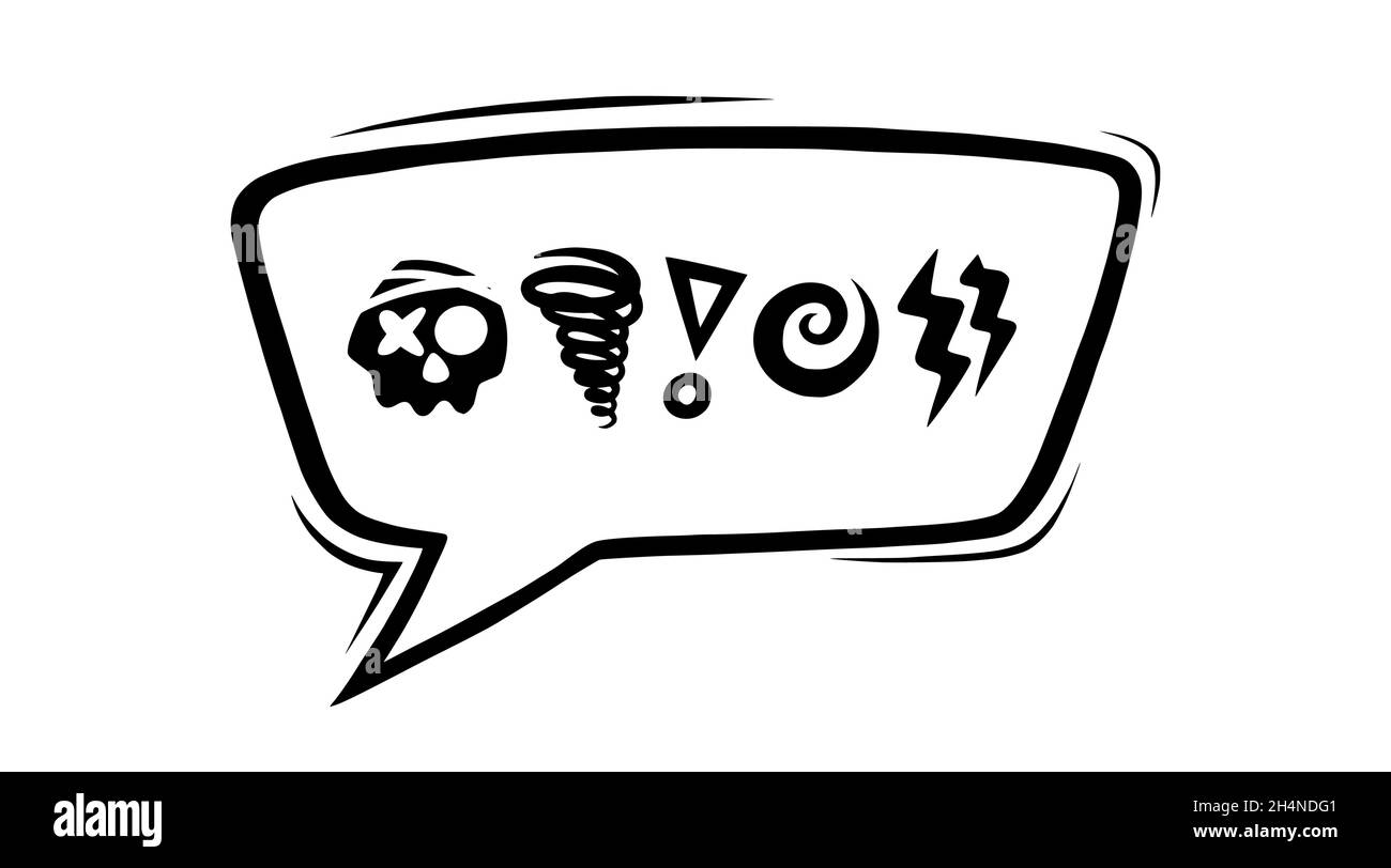Bulle de discours d'assermentation censurée par des symboles. Le dessin à la main jure les mots dans les bulles de texte pour exprimer l'exclamation et l'humeur dure. Illustration vectorielle Illustration de Vecteur