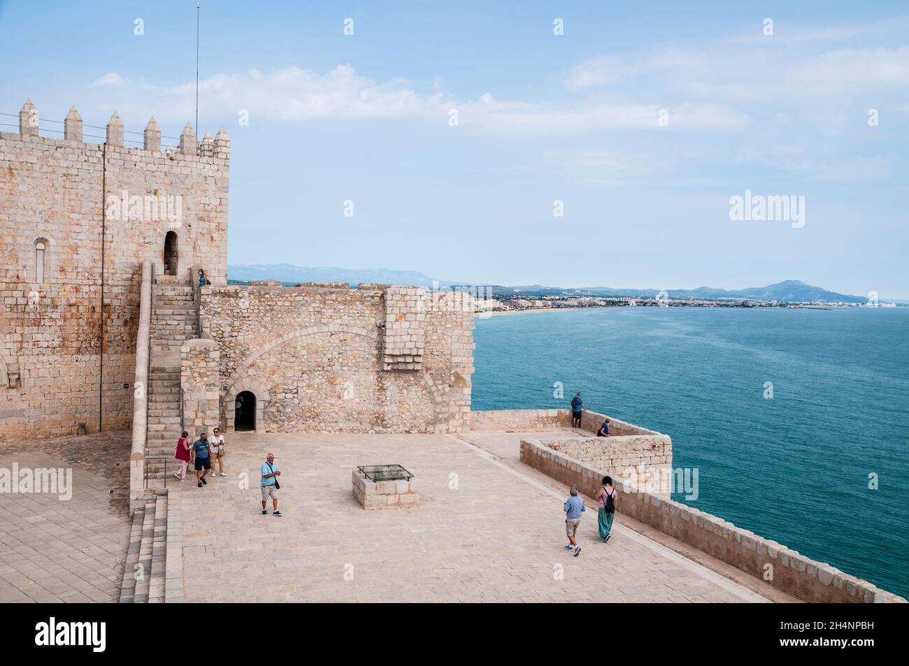 Cour du château, Château de Peniscola, Espagne Banque D'Images