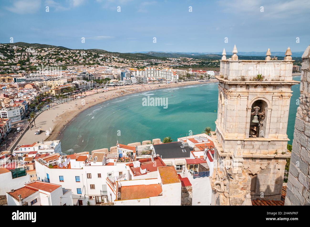 Vue panoramique de Peniscola depuis le château de Peniscola, Espagne Banque D'Images