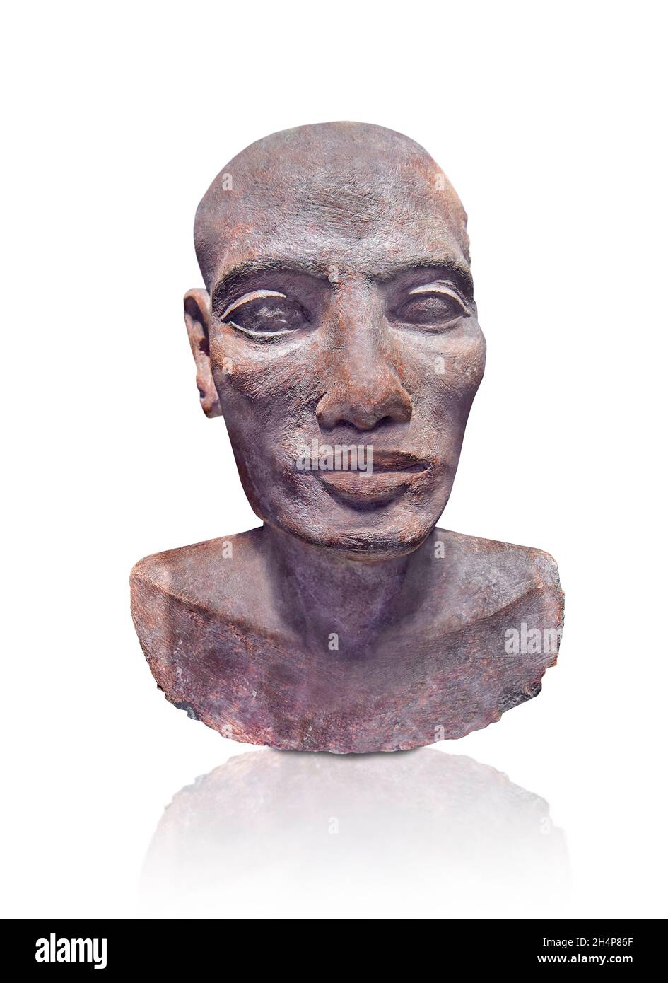 Statue égyptienne de la tête d'un homme, calcaire, Circa 150 av. J.-C., 18e dynastie .Musée du Louvre inv N2289. Banque D'Images
