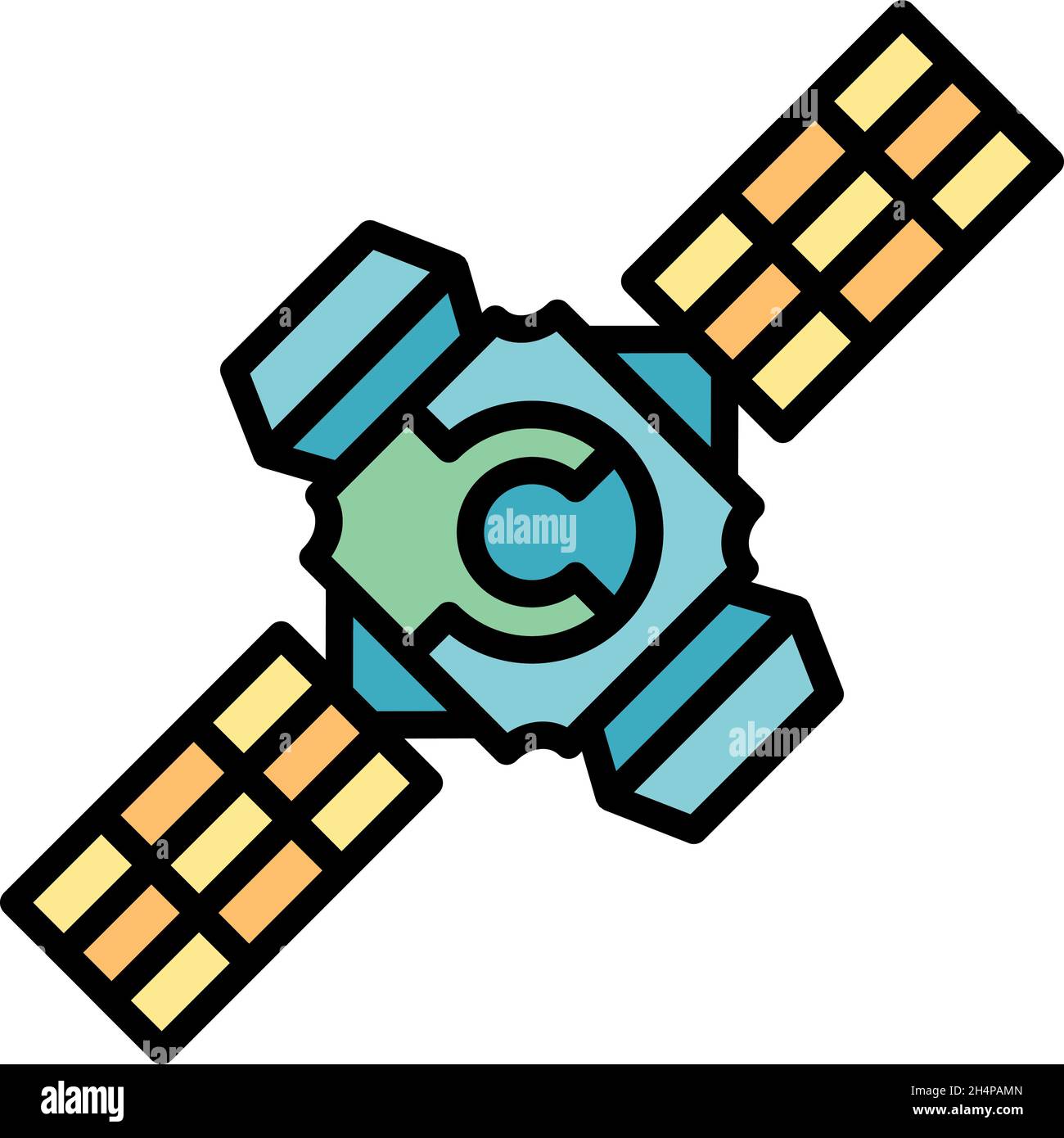 Icône du système de station spatiale.Contour système de station spatiale vecteur icône couleur plat isolé Illustration de Vecteur