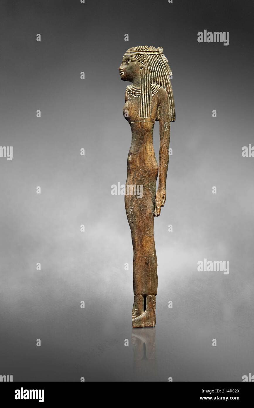 Sculptures en bois égyptien d'un sarcophage d'une femme, règne en 1294-1297 du Musée du Louvre Seti I. Banque D'Images