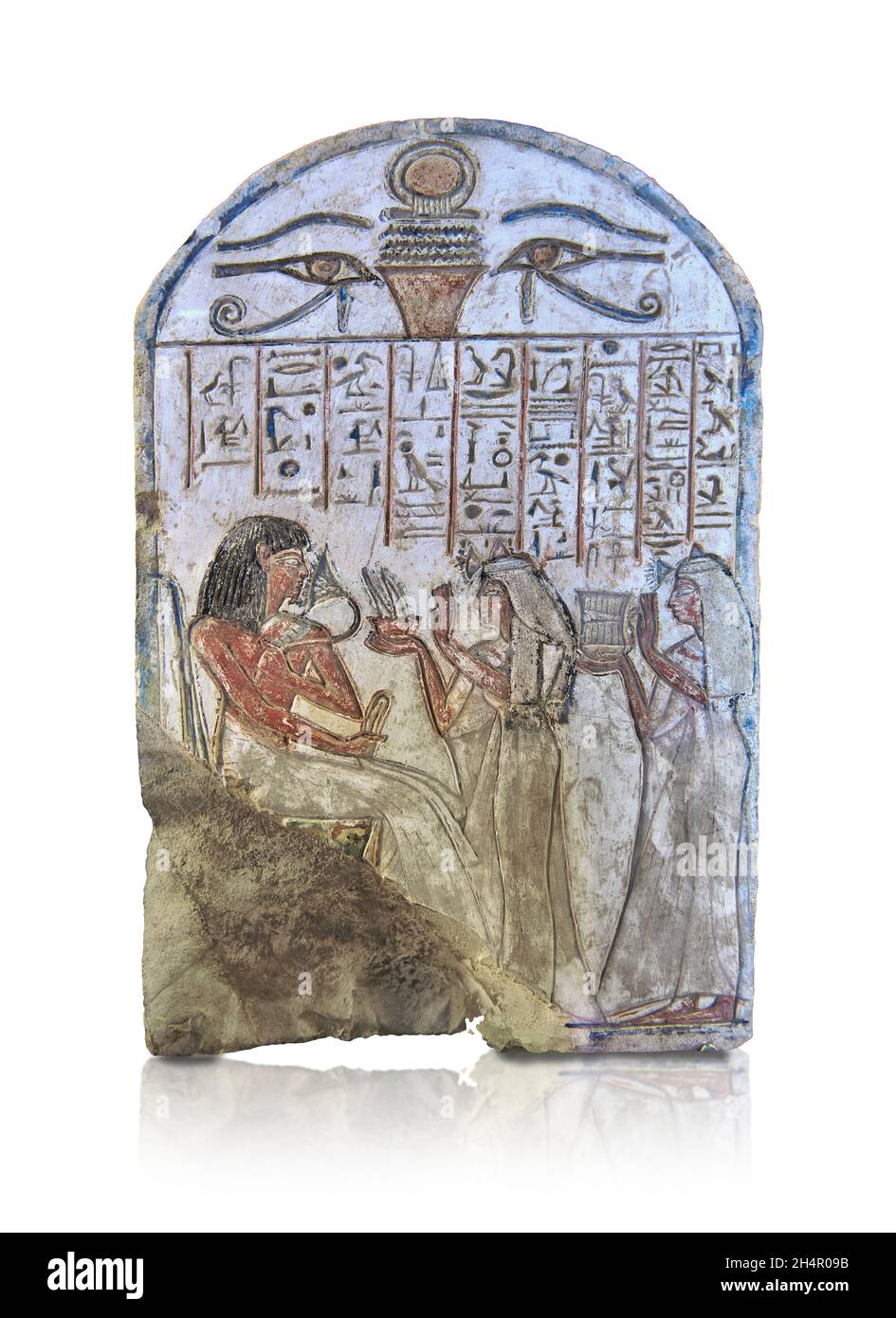 Stèle égyptienne ancienne stèle égyptienne ancienne de Khonsou, 1069-669 av. J.-C., 3e intermédiaire, calcaire.Musée du Louvre inv E16244.Khonsou revieves Banque D'Images