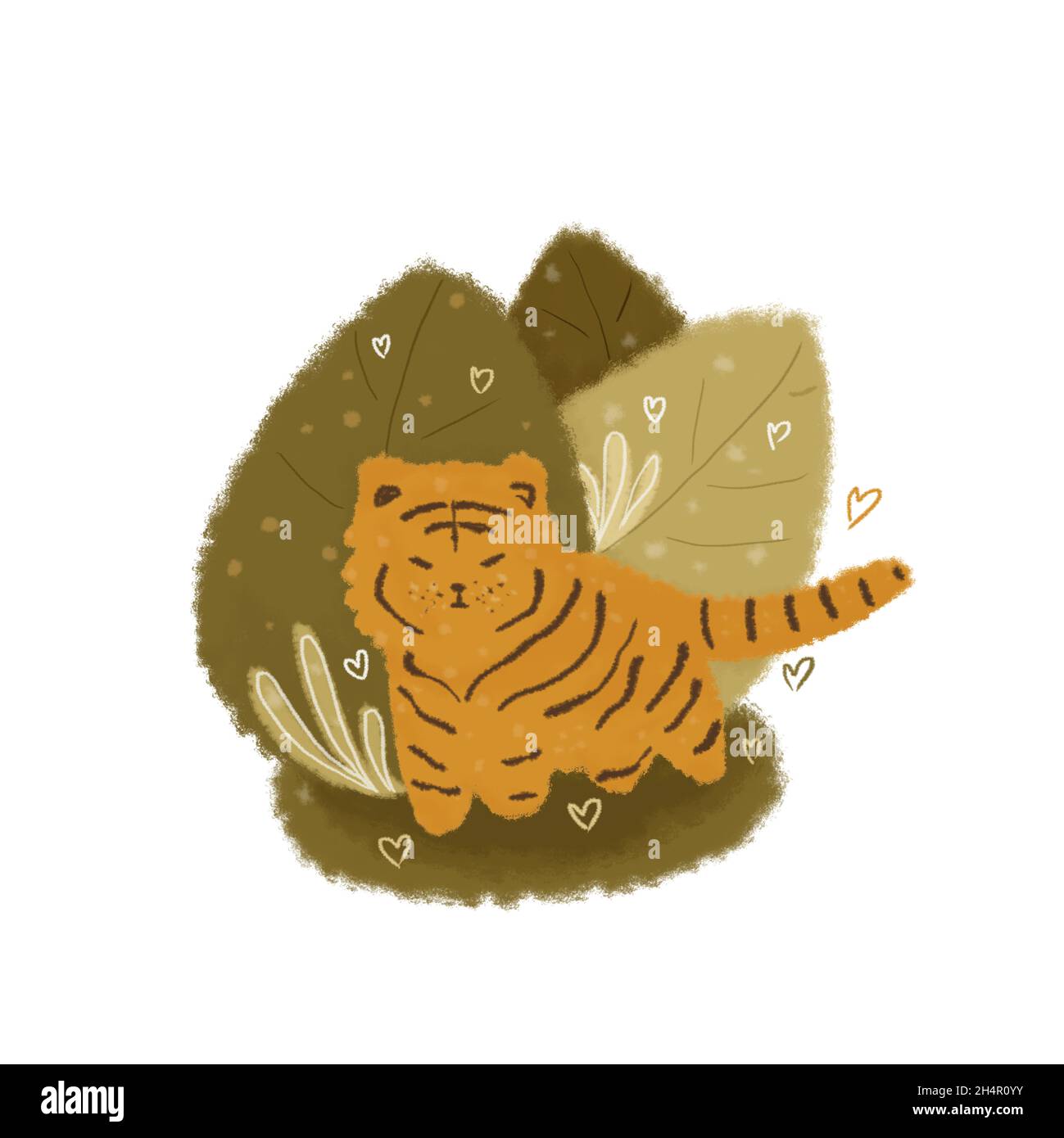 Joli petit tigre dessiné à la main Banque D'Images