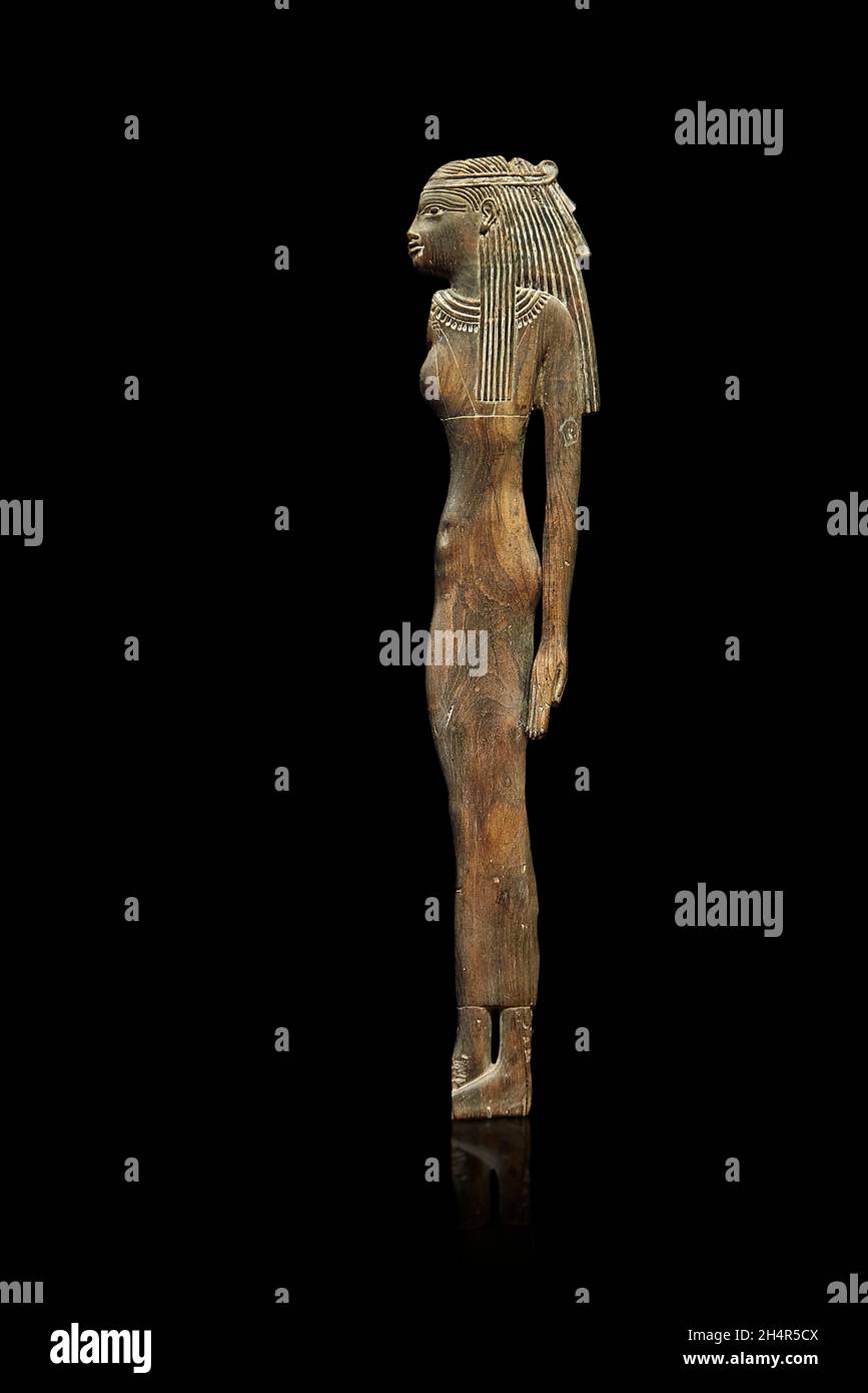 Sculptures en bois égyptien d'un sarcophage d'une femme, règne en 1294-1297 du Musée du Louvre Seti I. Banque D'Images