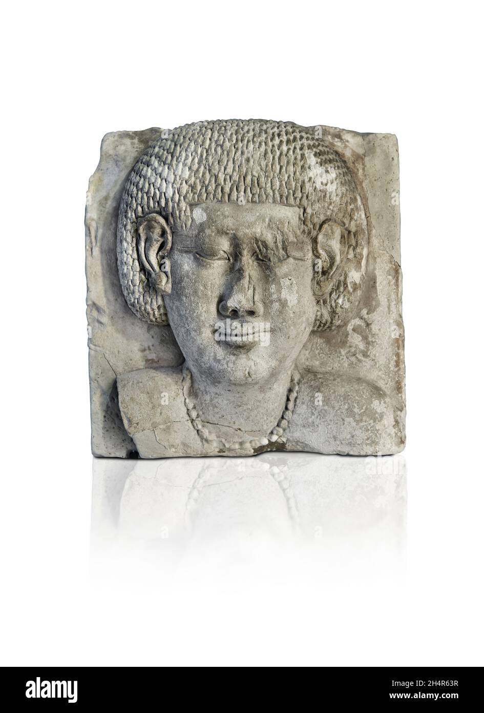 Sculpture égyptienne ptolemaic d'une femme dans le bas relief, 4e cent BC, Ptolemaic, .Musée du Louvre AF12846.Il s'agit d'un modèle de chaboisseaux inachevé montrant un Banque D'Images