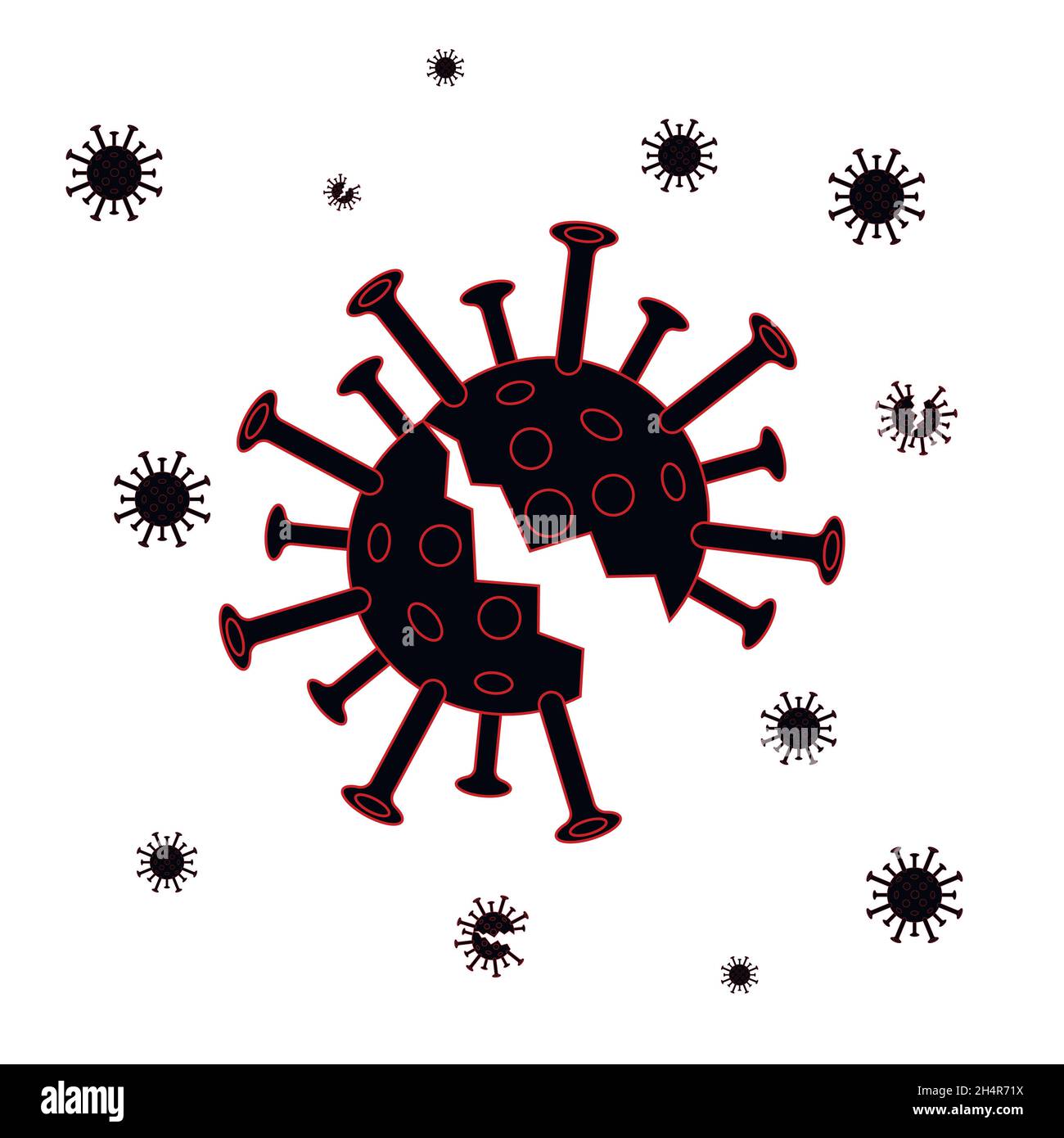 Représentation schématique du coronavirus COVID-19.Détruire.Esquisse. Illustration de Vecteur