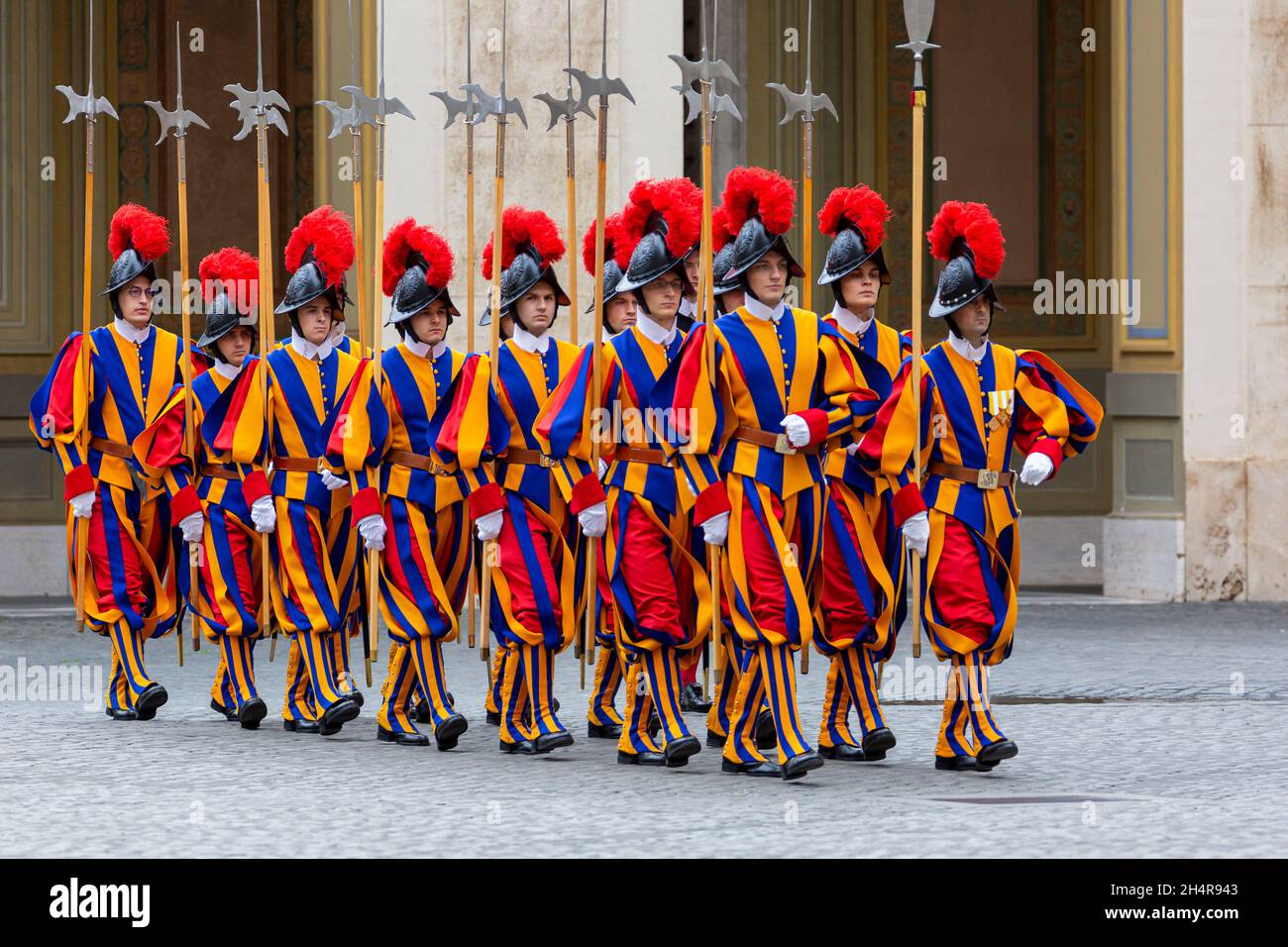 Peloton de la Garde suisse au Vatican Banque D'Images