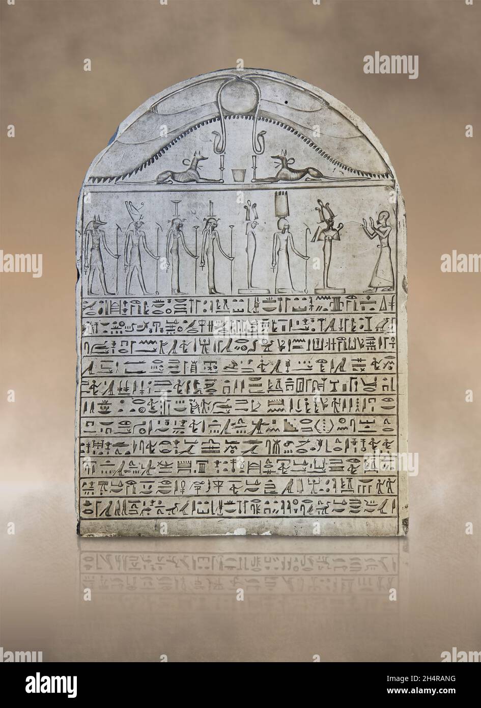 Ancienne stèle égyptienne du musicien de Tefnout, Meretitef, 4e cent av. J.-C., calcaire.Musée du Louvre Banque D'Images