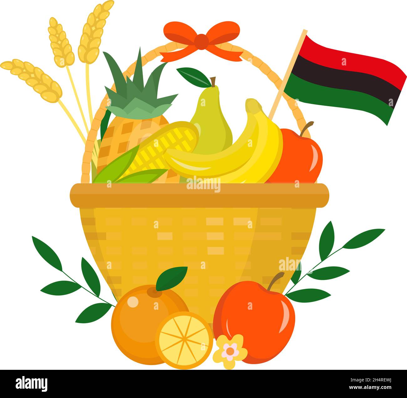 Panier de fruits style plat Icon kwanzaa.Illustration vectorielle Illustration de Vecteur