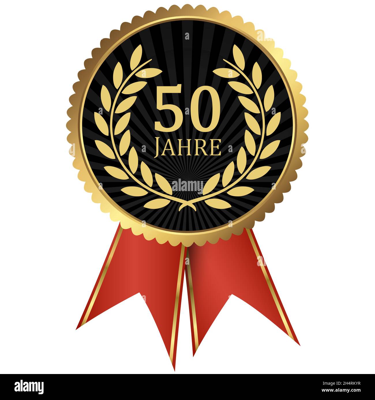 fichier vectoriel eps avec médaillon d'or avec couronne de laurier pour le succès ou jubilé ferme et texte 50 ans (texte allemand) Illustration de Vecteur