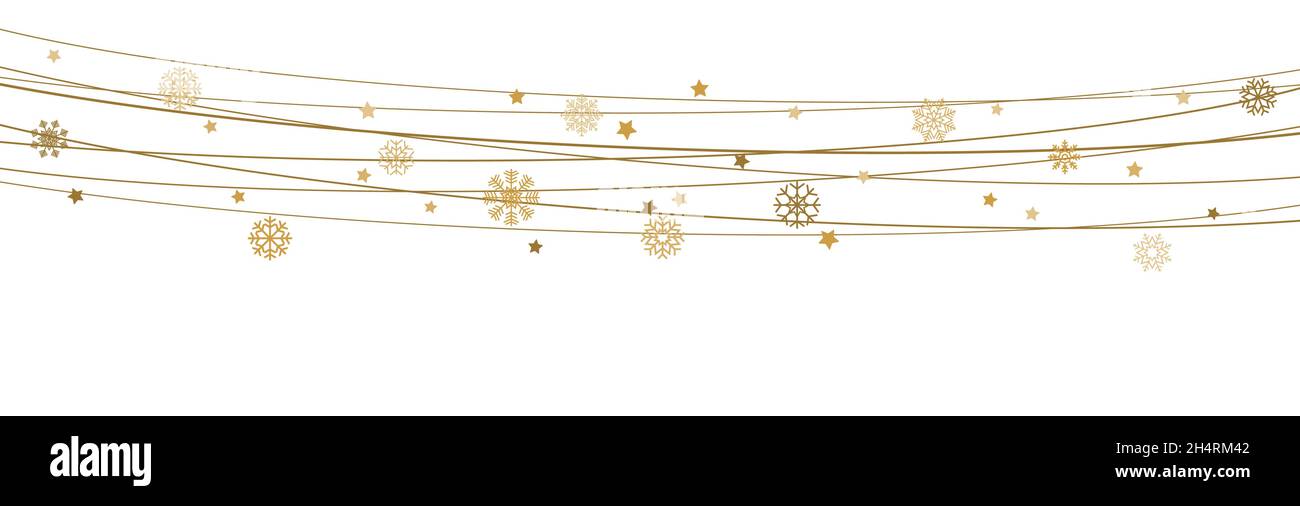Fichier vectoriel EPS 10 montrant des flocons de neige sur des cordes d'arrière-plan pour noël couleur or pour les concepts de Noël et de nouvel an Illustration de Vecteur