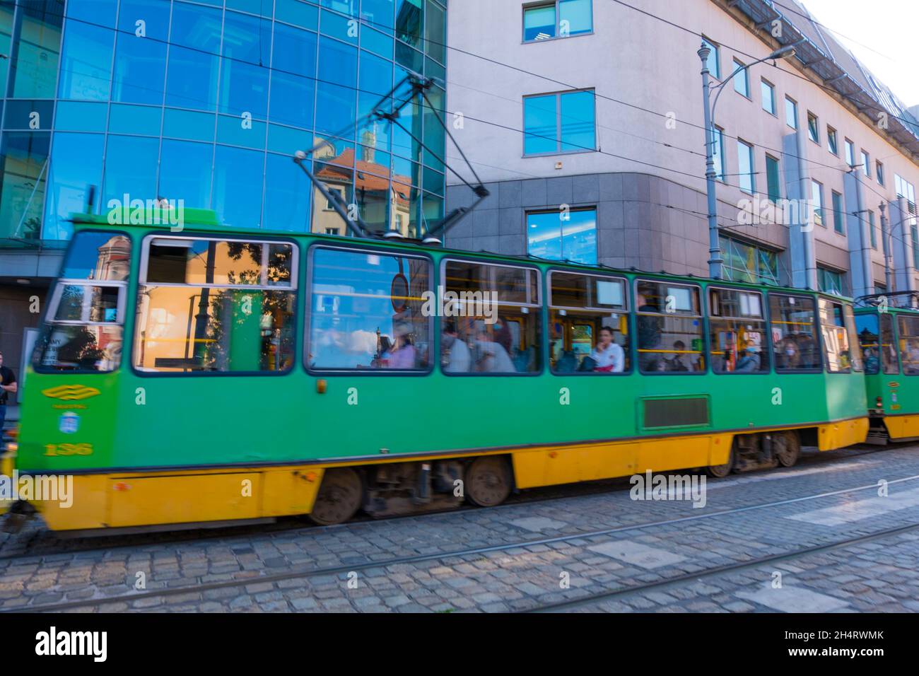 Tram, Poznan, Pologne Banque D'Images