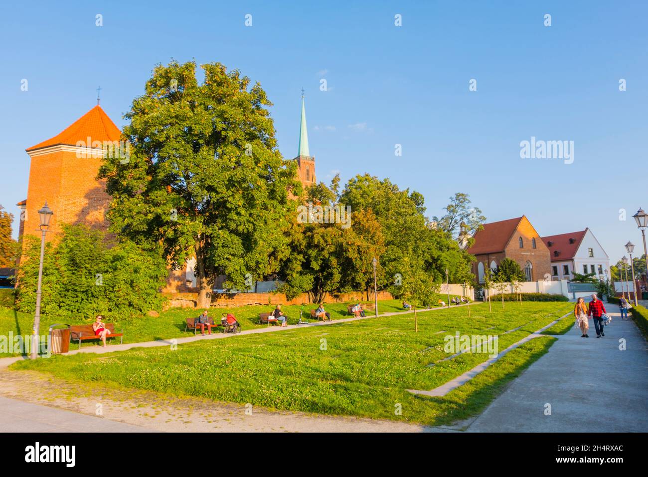 Labirynt W trawie, parc labyrinthe, Ostrów Tumski, Cathedral Island, Wroclaw,Pologne Banque D'Images